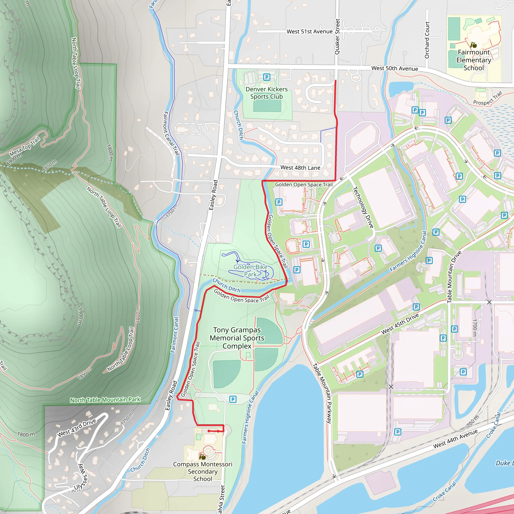 Golden Open Space Trail mobile static map