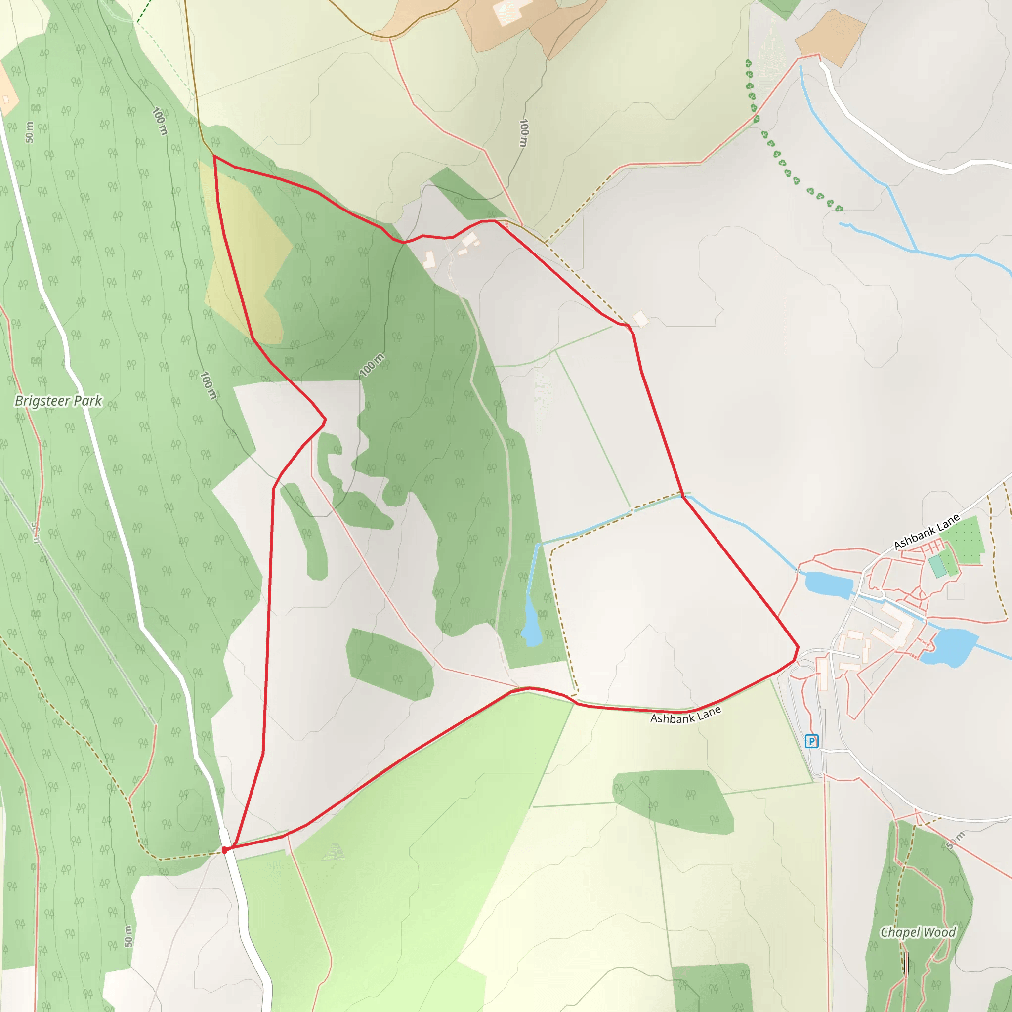 Holeslack Farmhouse and Ashbank Lane Loop mobile static map