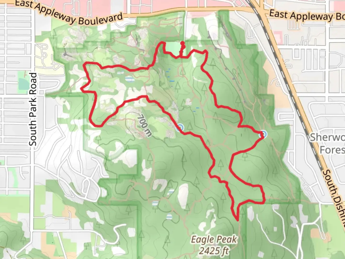 An image depicting the trail Pinecliff, Goldback and Deep Ravine Loop Trail and its surrounding area.