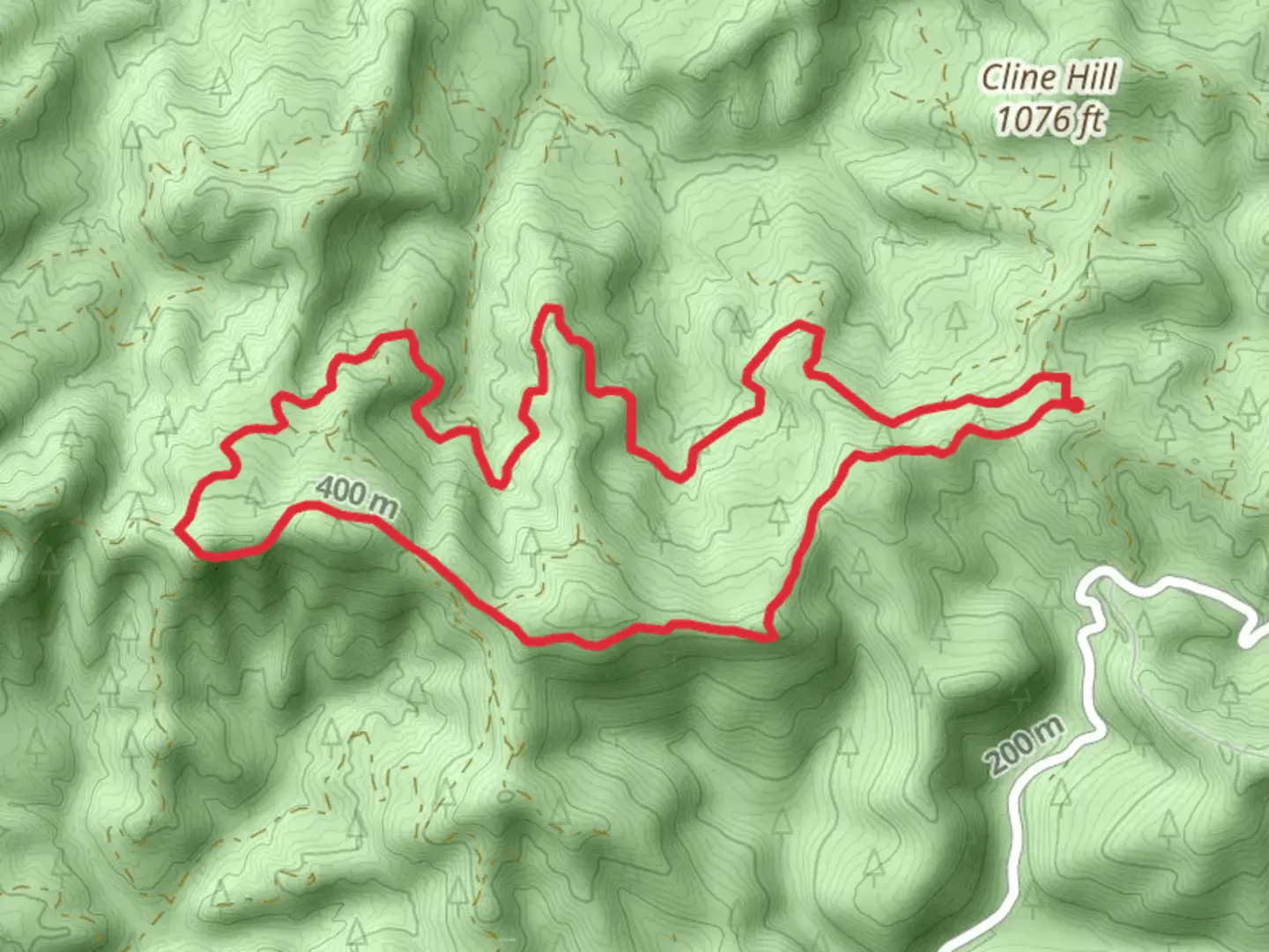 An image depicting the trail Burnt Woods Forest Road and Burnt Woods Ridge Road Loop and its surrounding area.