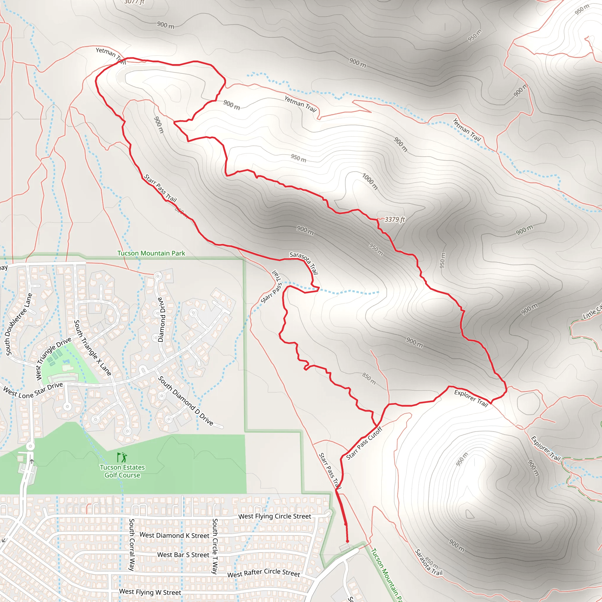 Explorer Trail and Starr Pass Trail Loop mobile static map