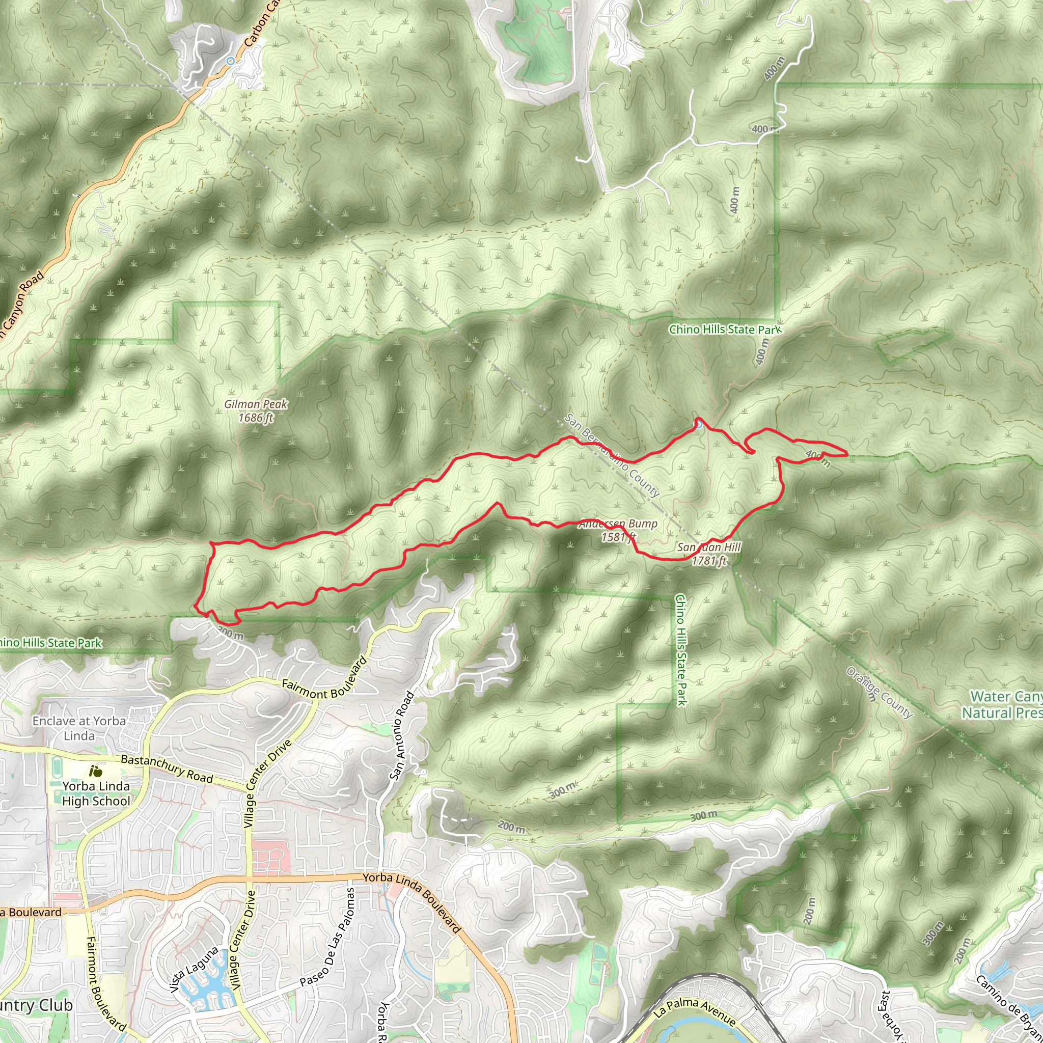 Telegraph Canyon and South Ridge Loop Trail mobile static map