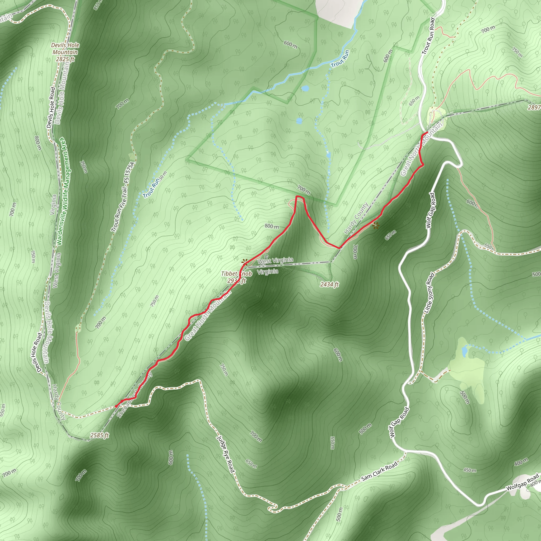 Tibbet Knob Trail mobile static map