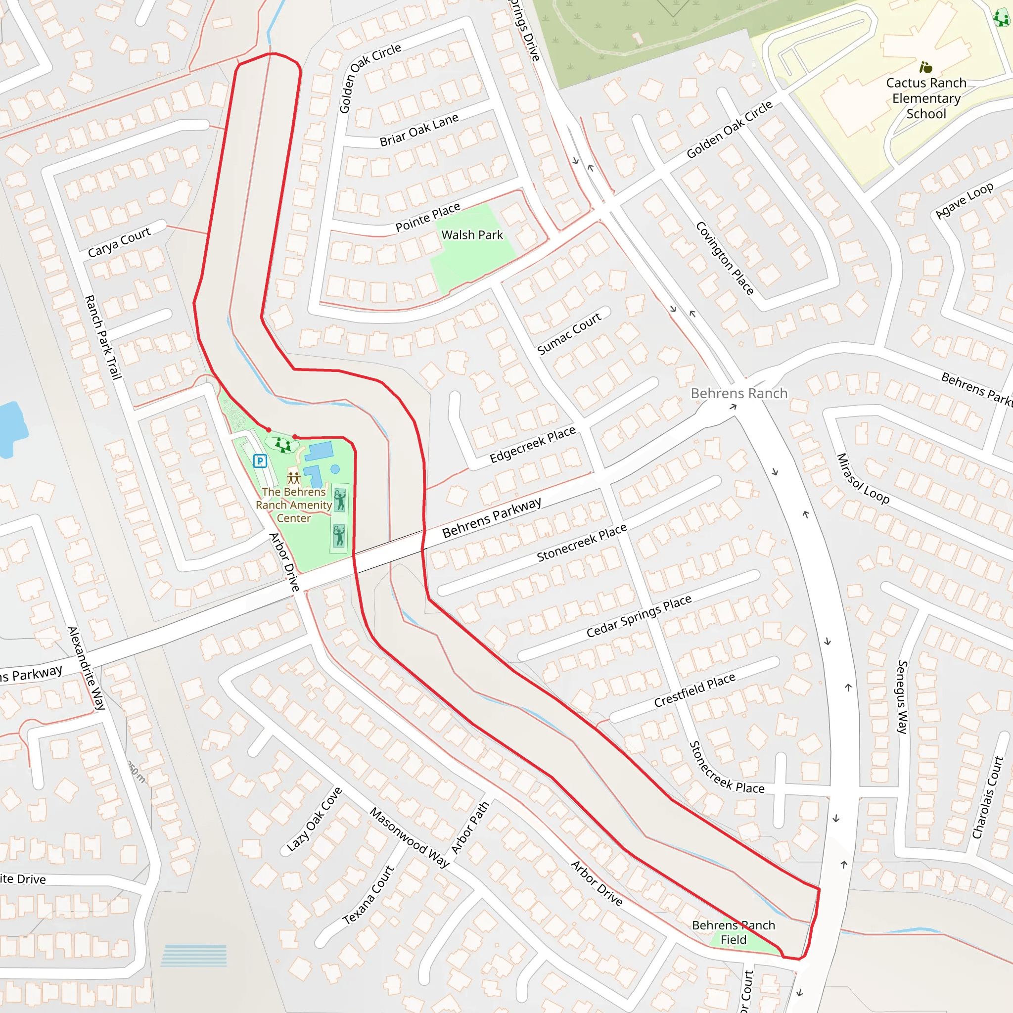 Loop around Behrens Ranch Residents Center mobile static map