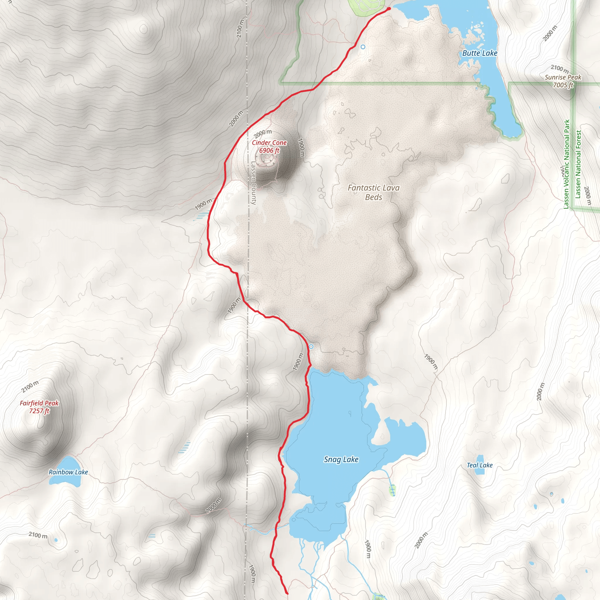 Butte Lake to Snag Lake Trail - West mobile static map
