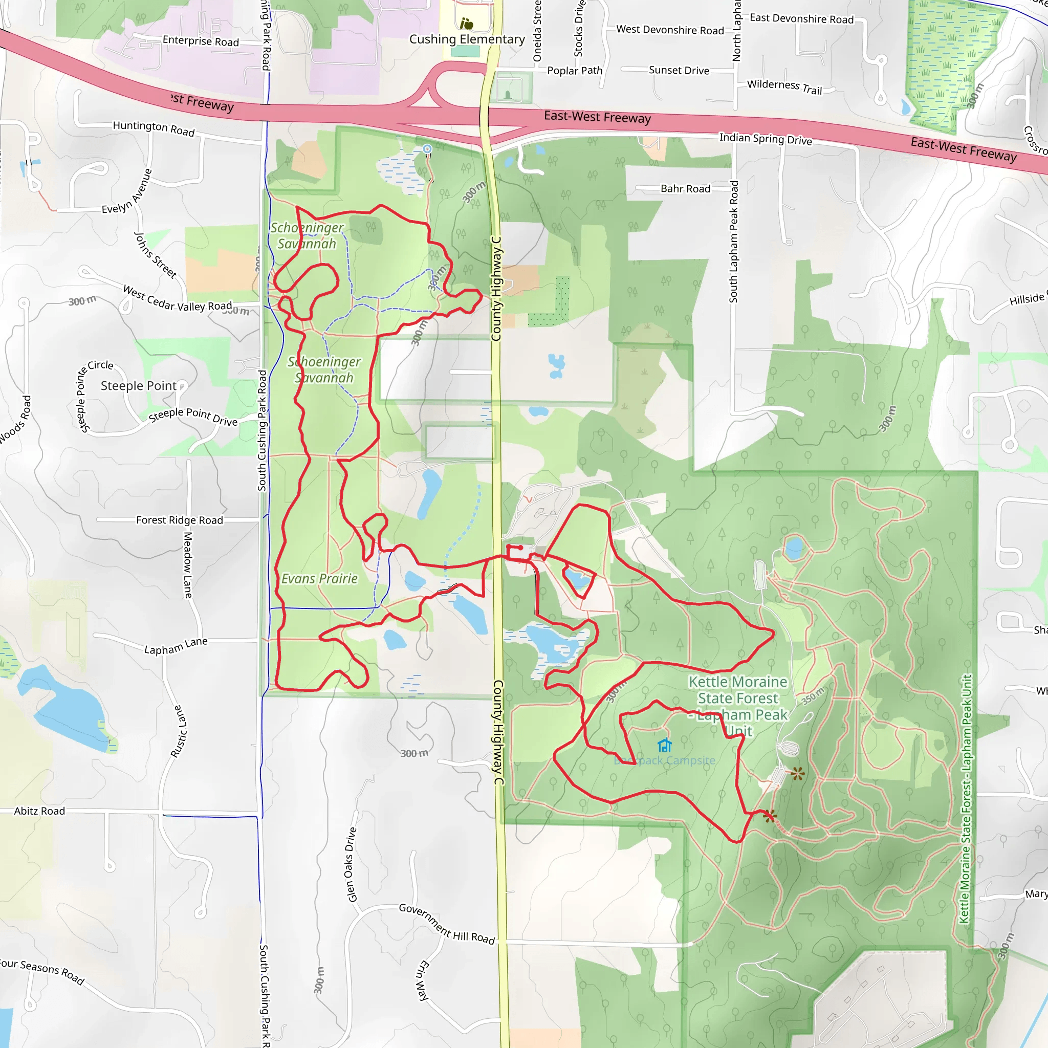 Moraine Ridge Trail and Prairie Path Loop mobile static map