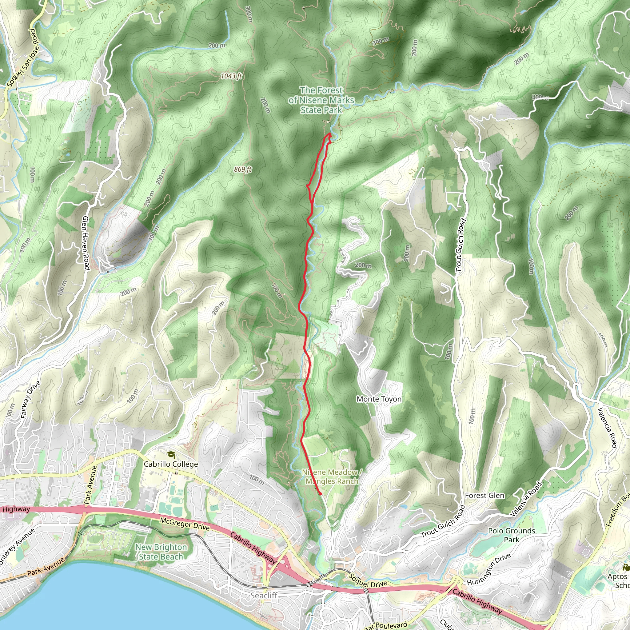Aptos Creek Fire Road and Loma Prieta Grade mobile static map