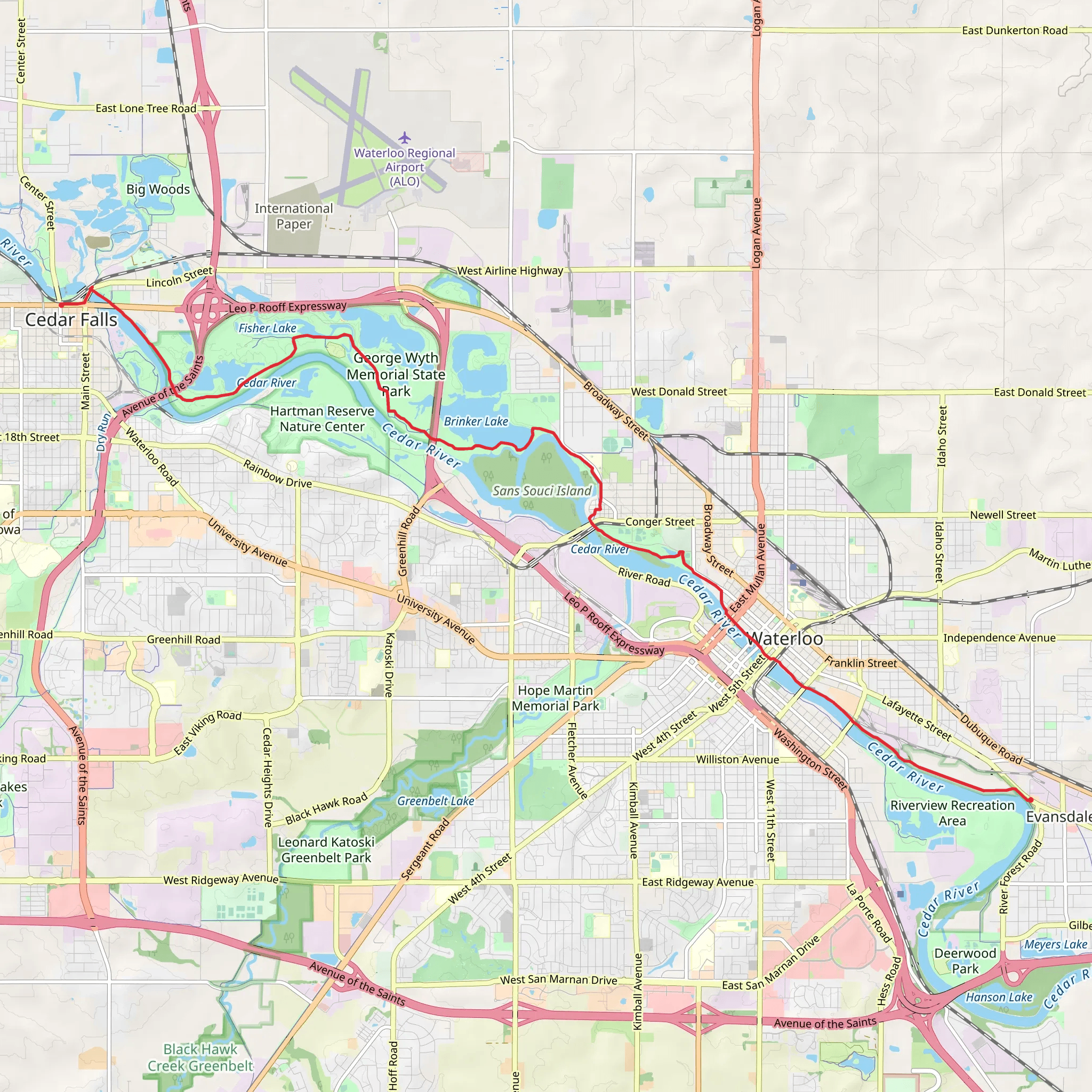 Cedar Valley Lakes Trail mobile static map