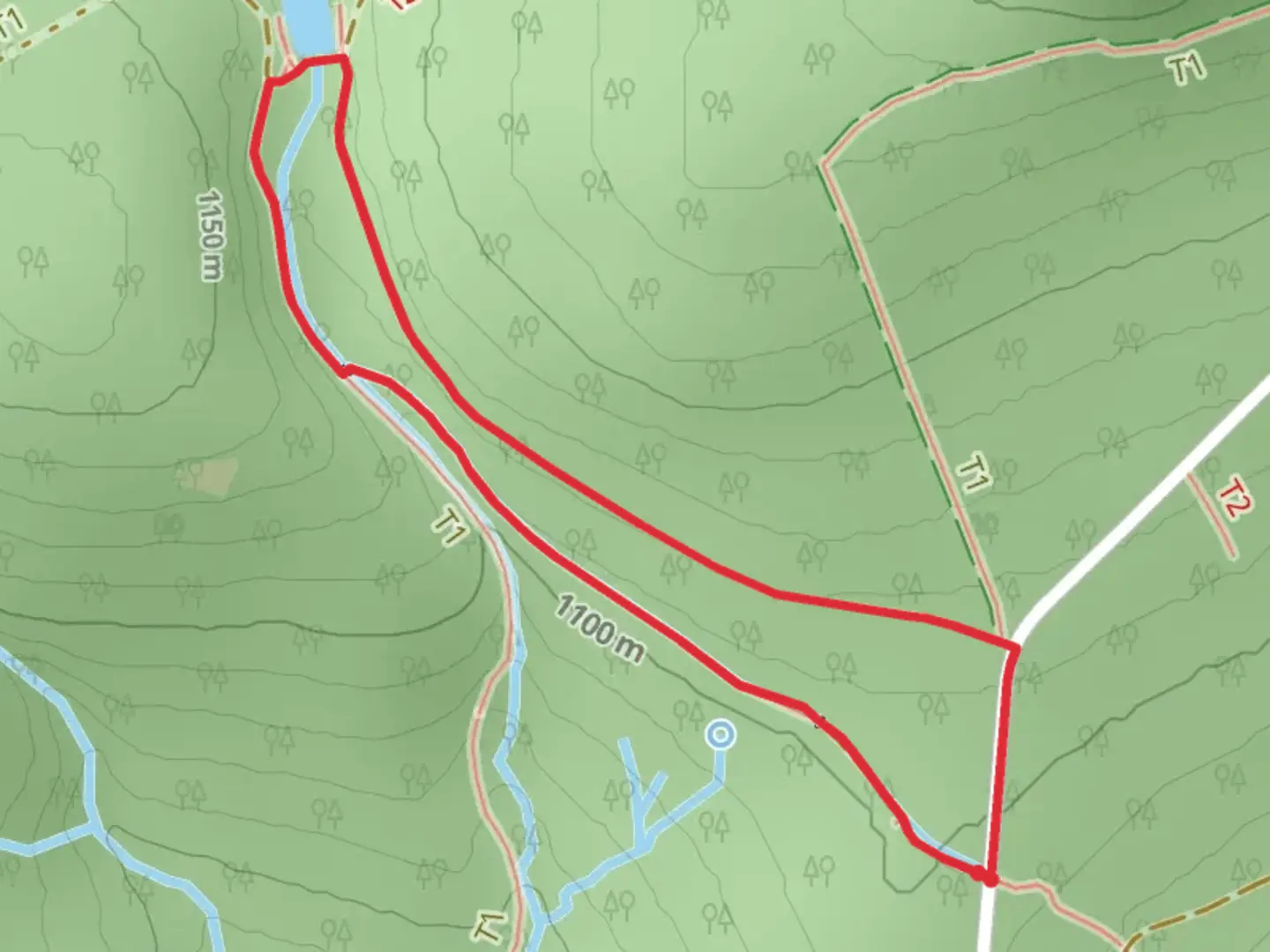An image depicting the trail Reschbachklause Loop via Sperlingskauz and its surrounding area.