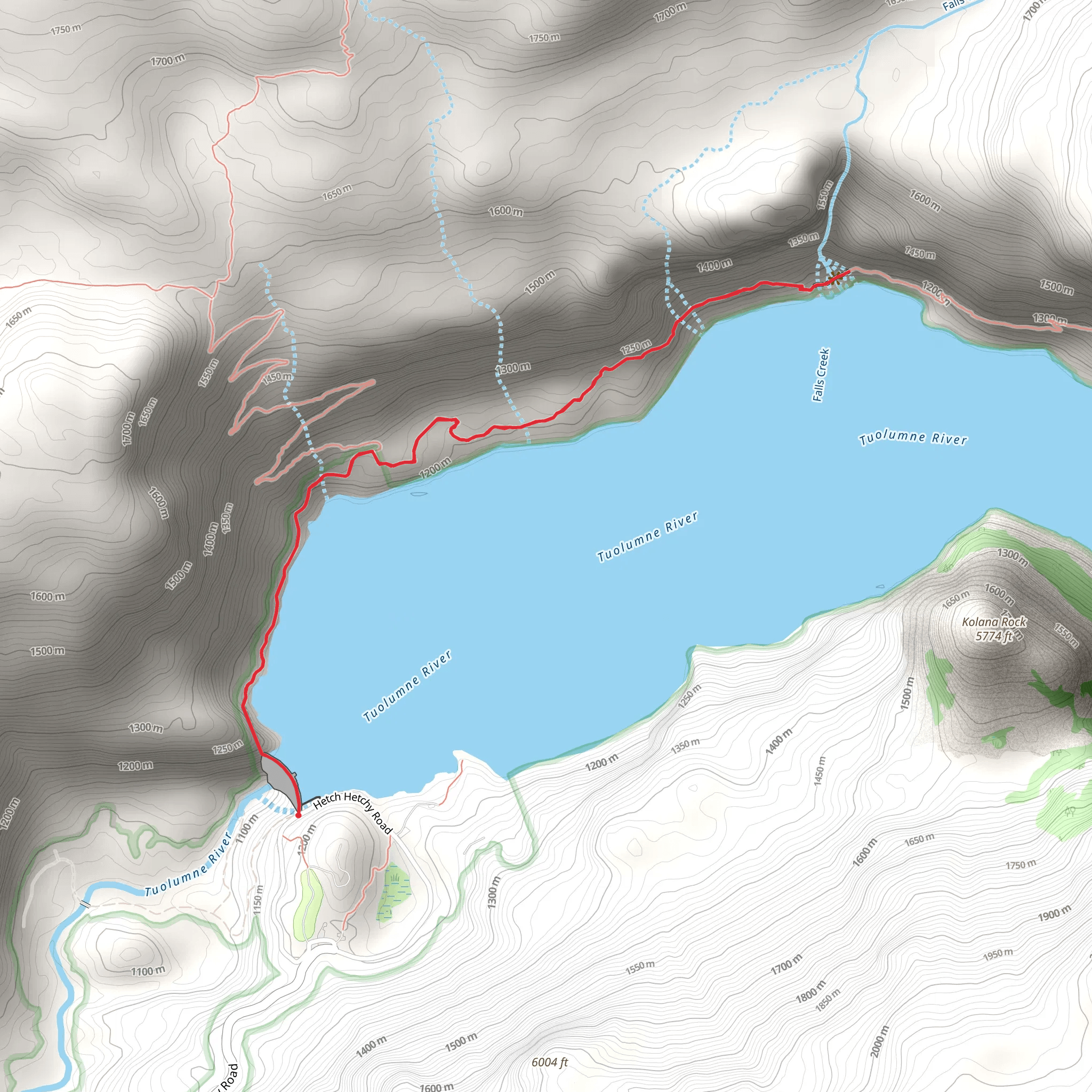 Wapama and Tueeulala Falls - Tuolumne River mobile static map
