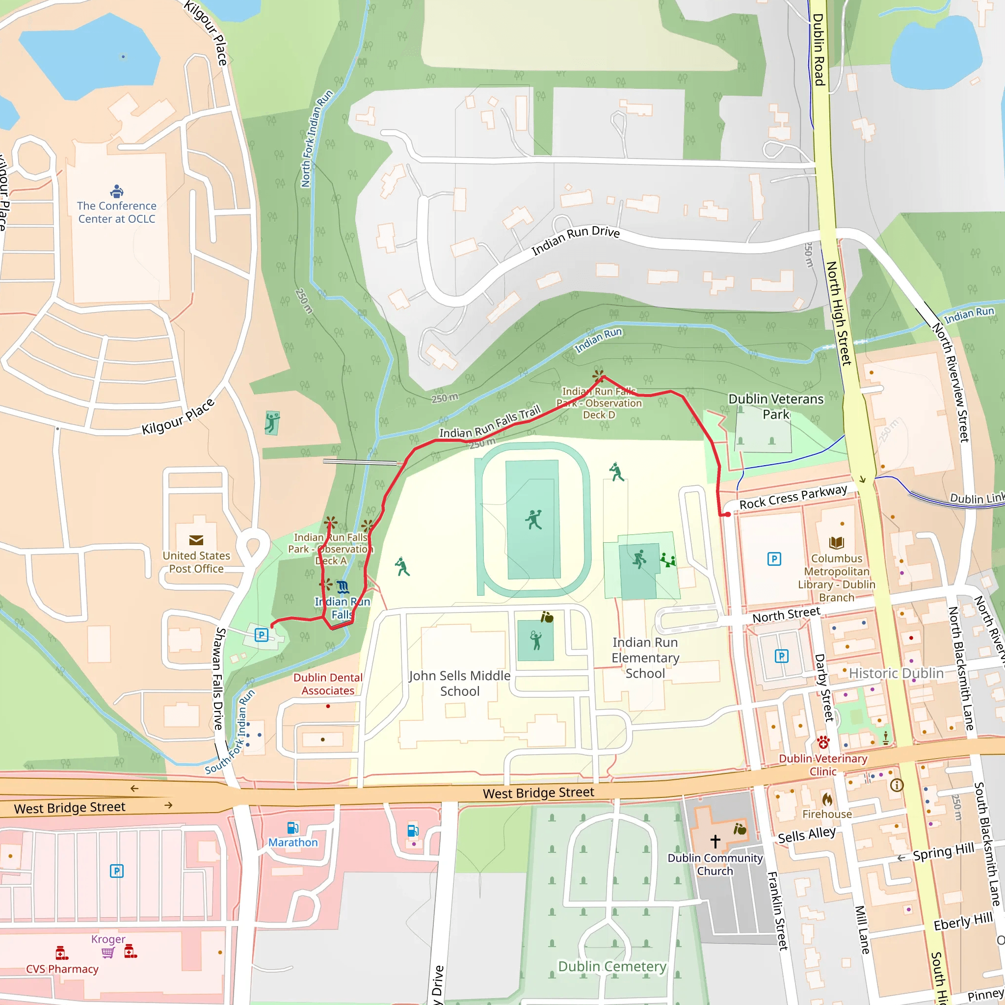 Indian Run Falls Park mobile static map