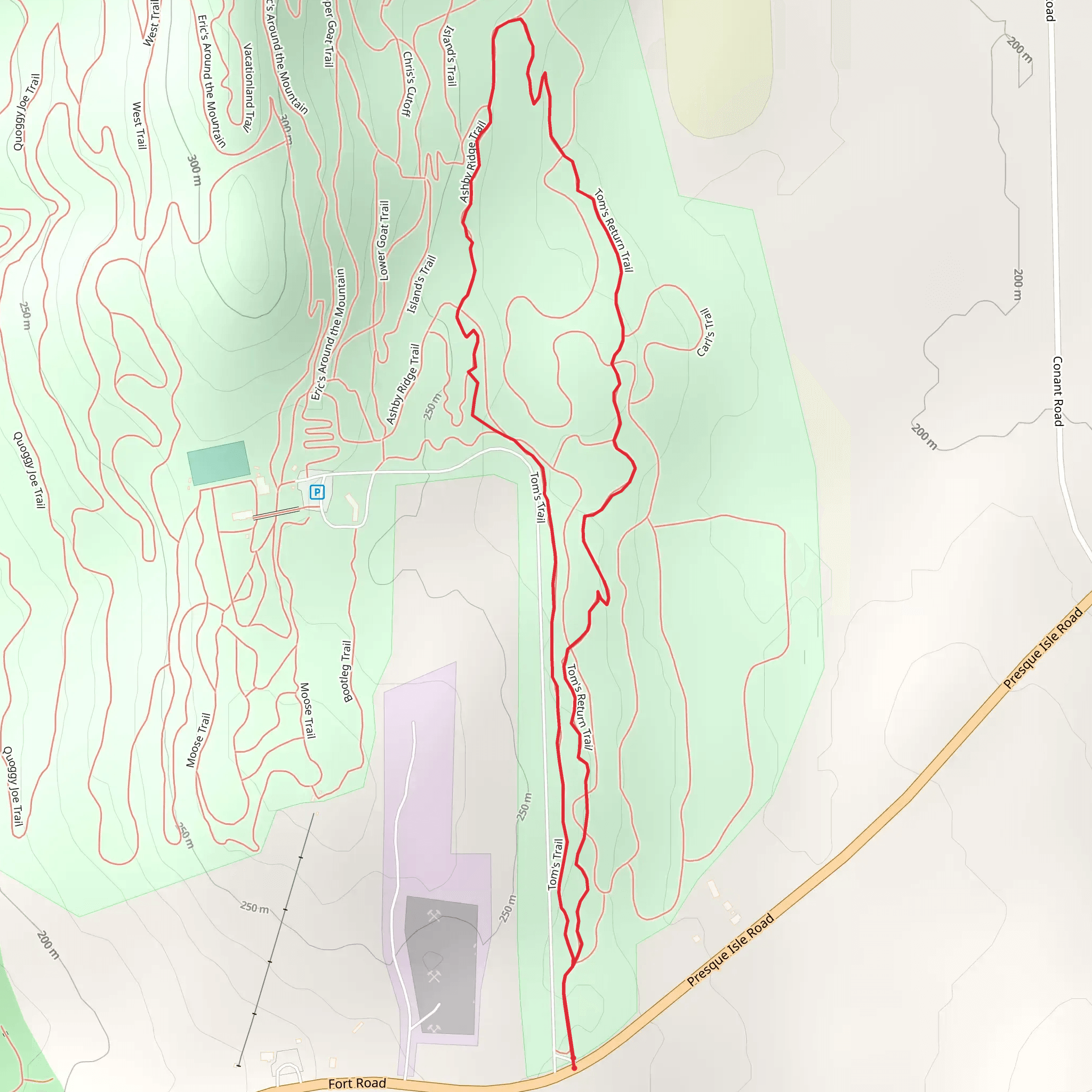 Tom's Trail and Tom's Return Trail Loop mobile static map