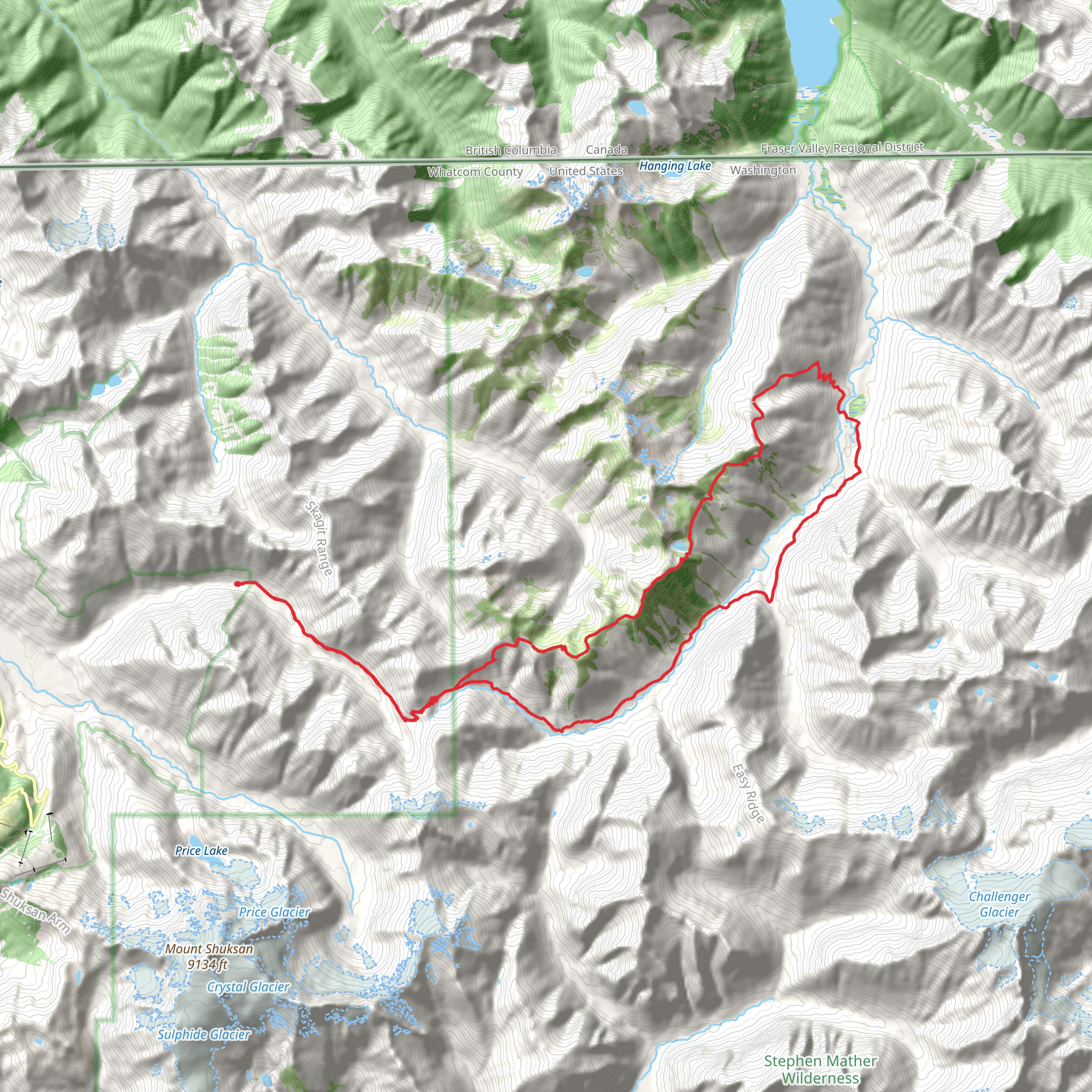 Chilliwack River and Copper Ridge Trail via Hannegan Peak Trail mobile static map