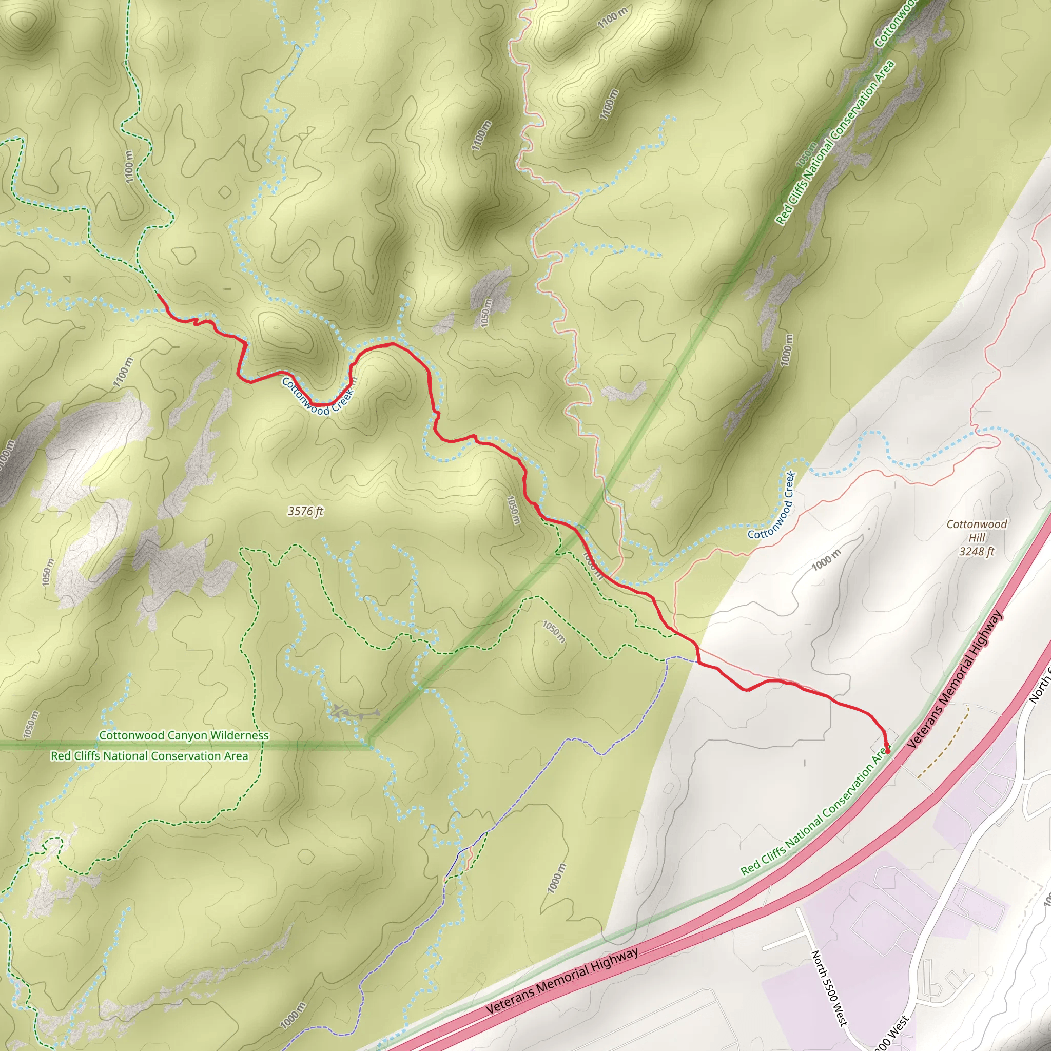 Cottonwood Canyon Trail mobile static map