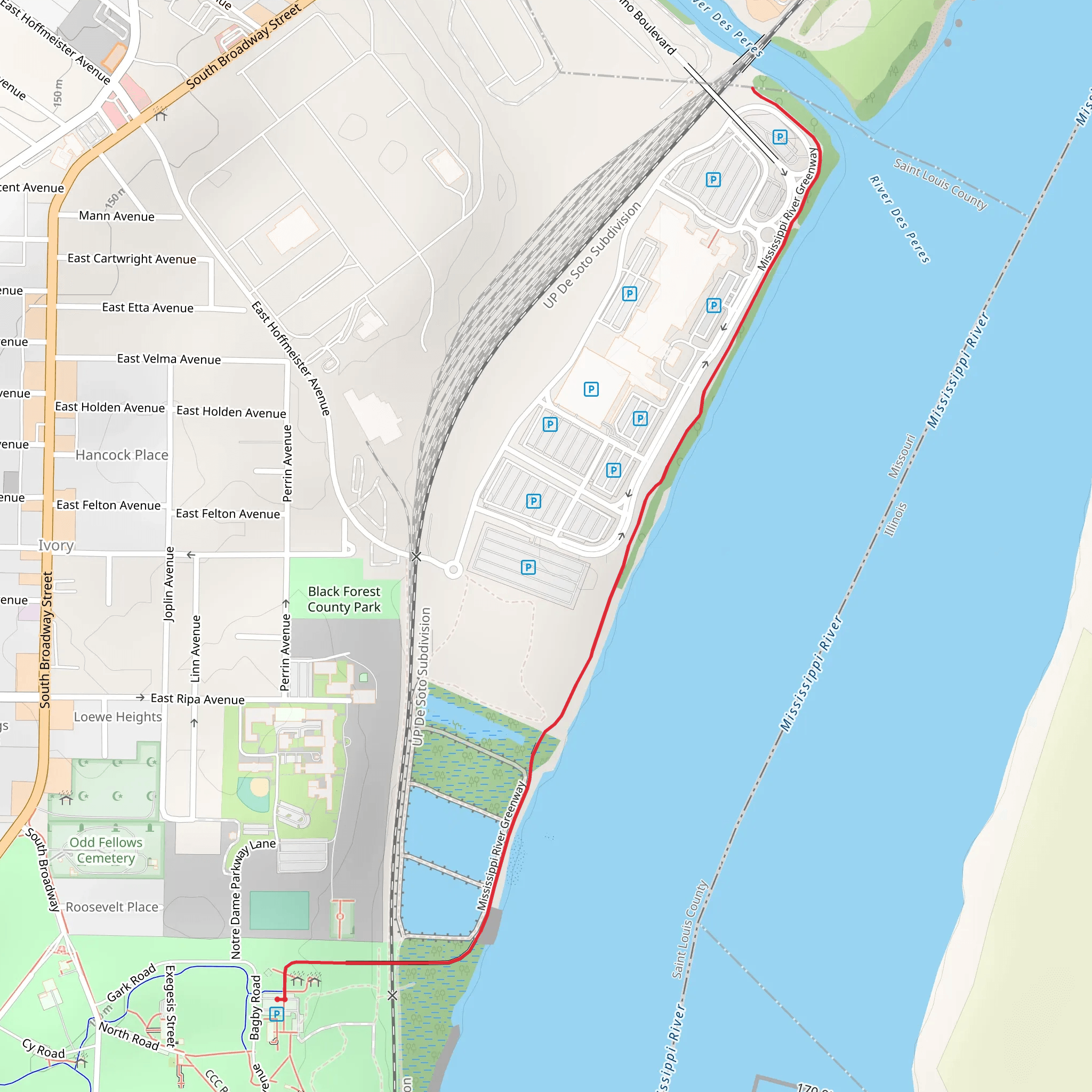 Mississippi River Greenway mobile static map