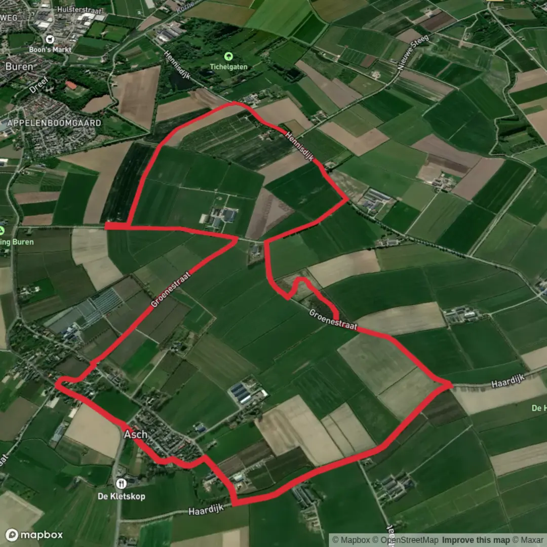 An image depicting the trail Groenestraat and Hofkampse Weg Loop and its surrounding area.