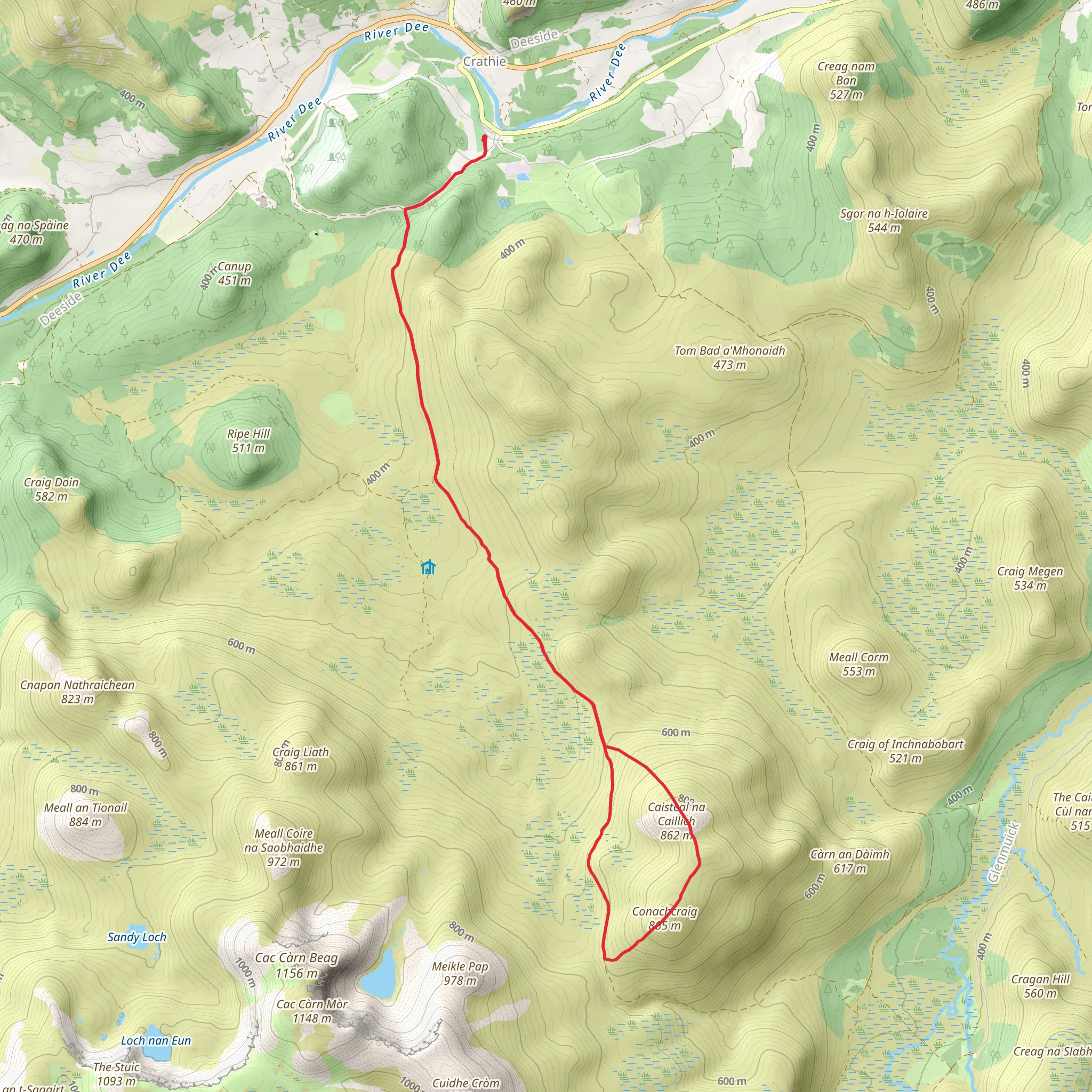 Conachcraig and Caisteal na Caillich Loop from Balmoral mobile static map