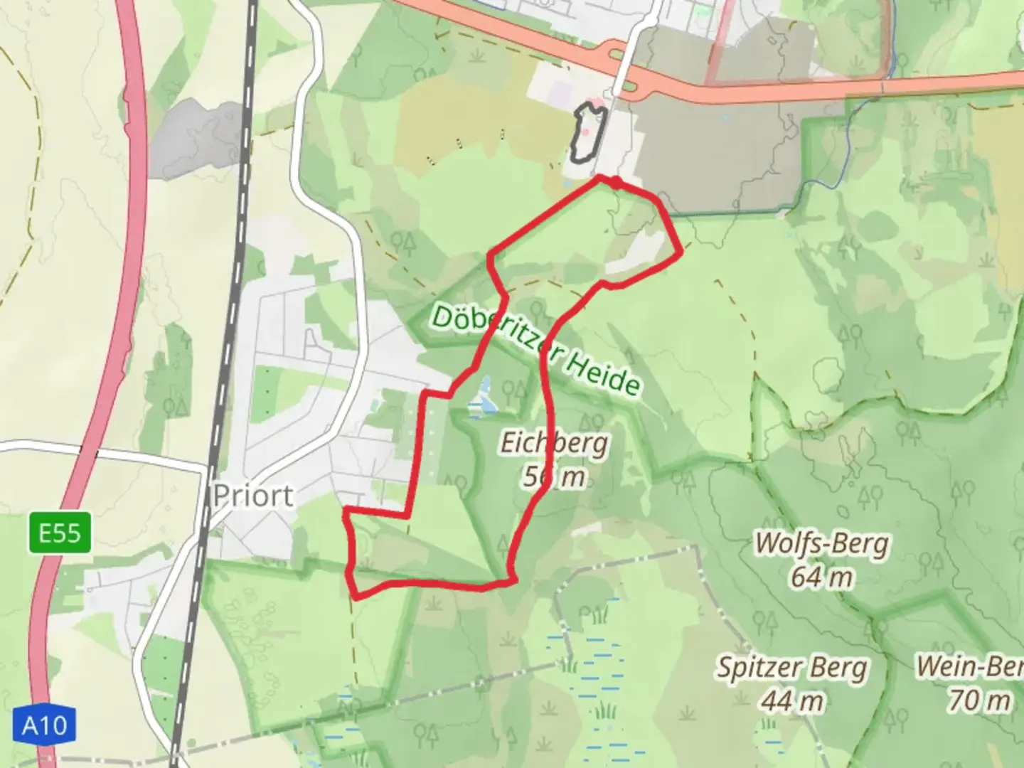 An image depicting the trail Eichberg Loop via Zubringerweg and its surrounding area.