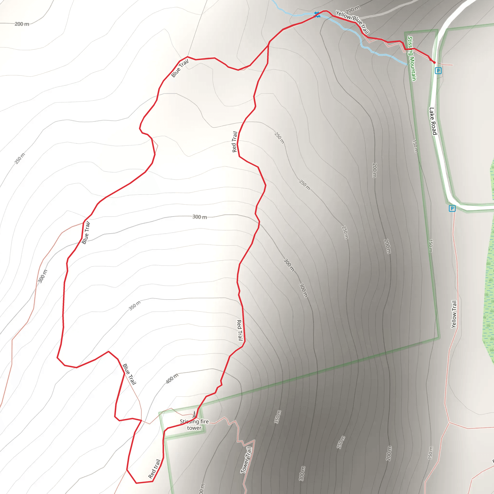 Yellow - Blue Trail Loop from Stissing Pond Loop mobile static map