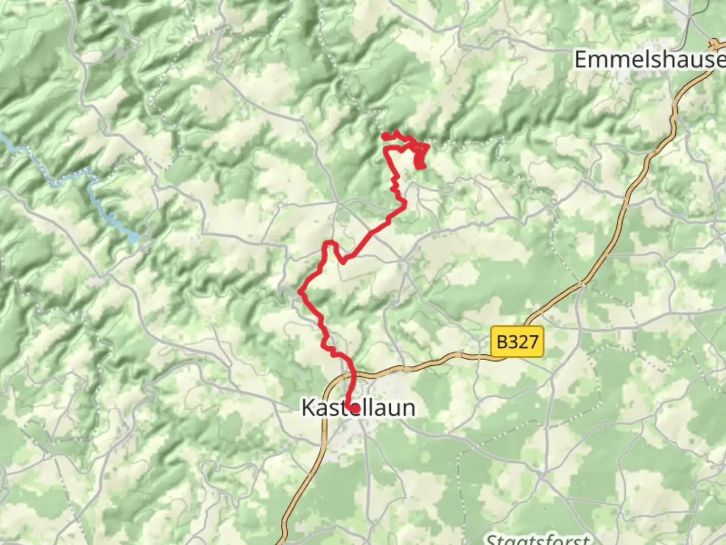 An image depicting the trail Kastellaun to Schmausemuhle Walk and its surrounding area.