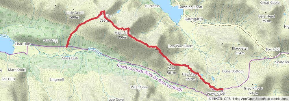 Coast to Coast Walk alt 1 Map