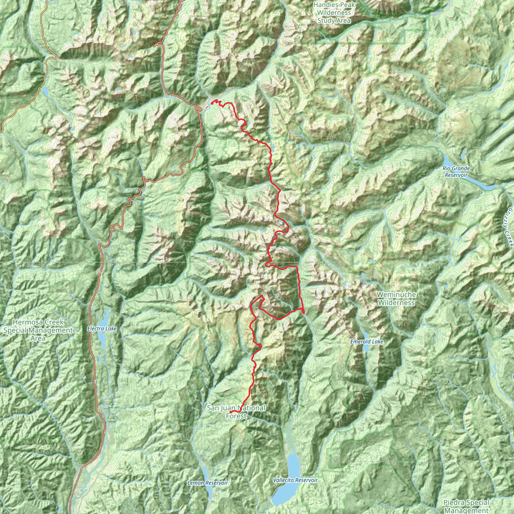 Weminuche High Route mobile static map