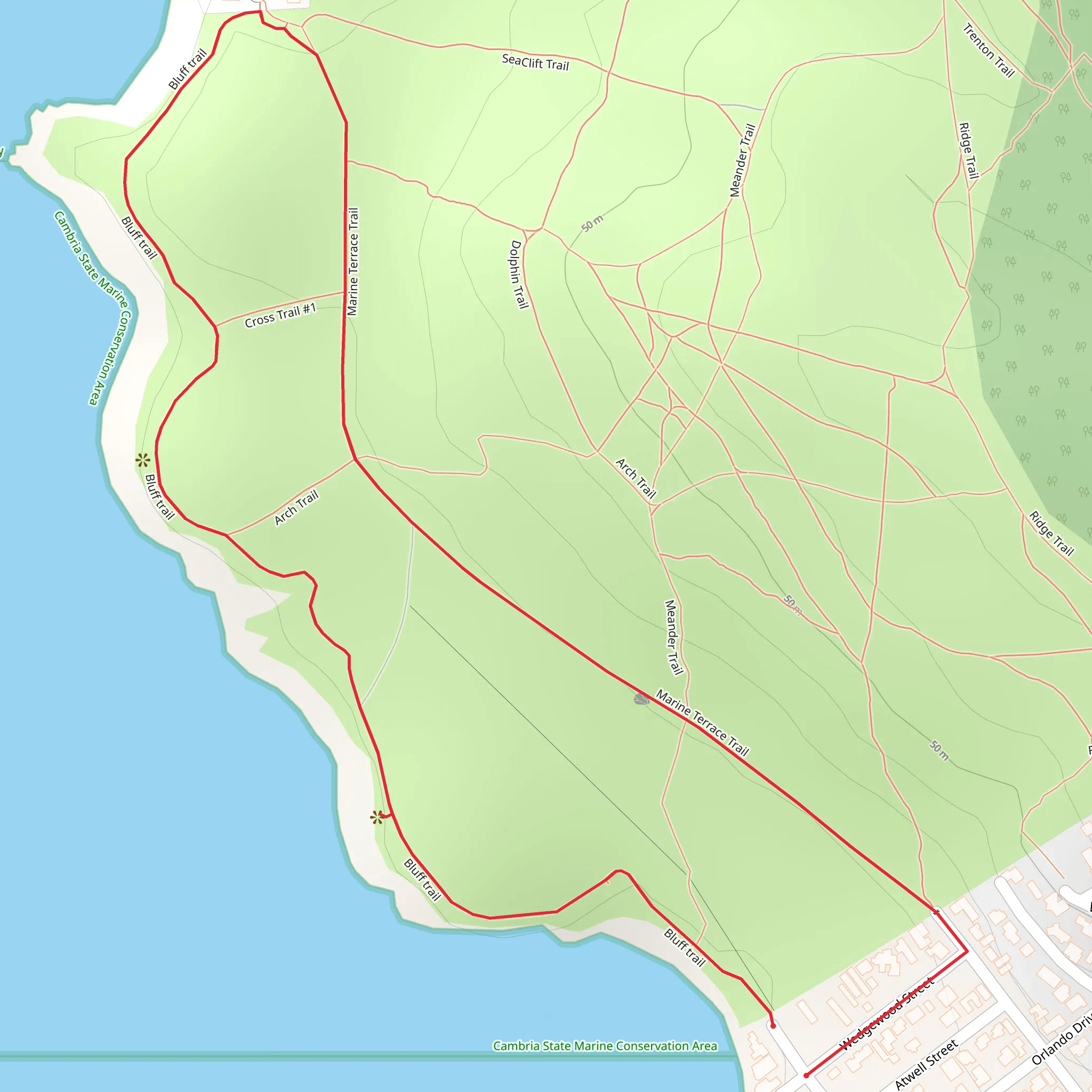 Bluff and Marine Terrace Loop Trail mobile static map