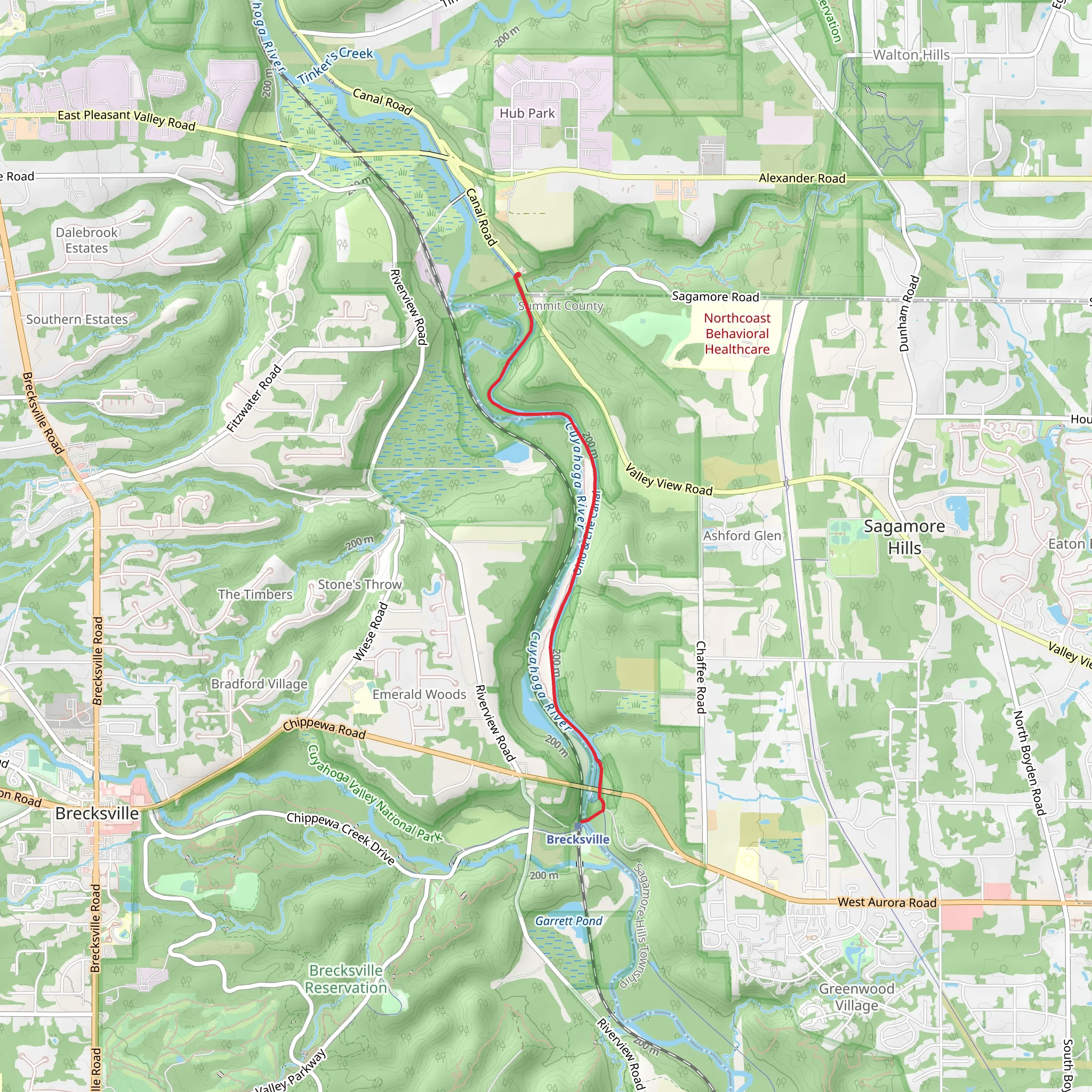 Station Road Bridge via Ohio and Erie Canal Towpath Trail mobile static map