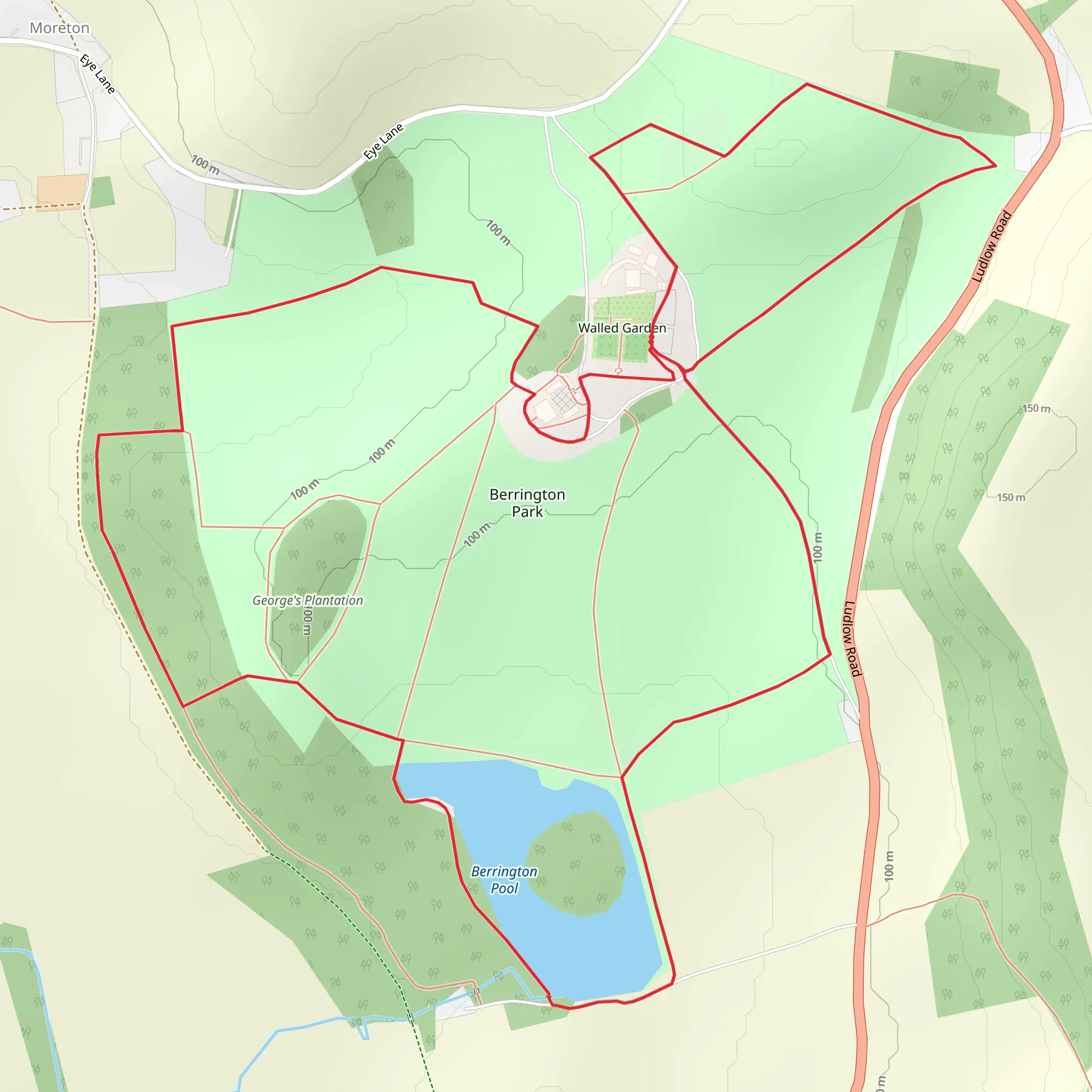 Berrington Hall and Park Loop mobile static map