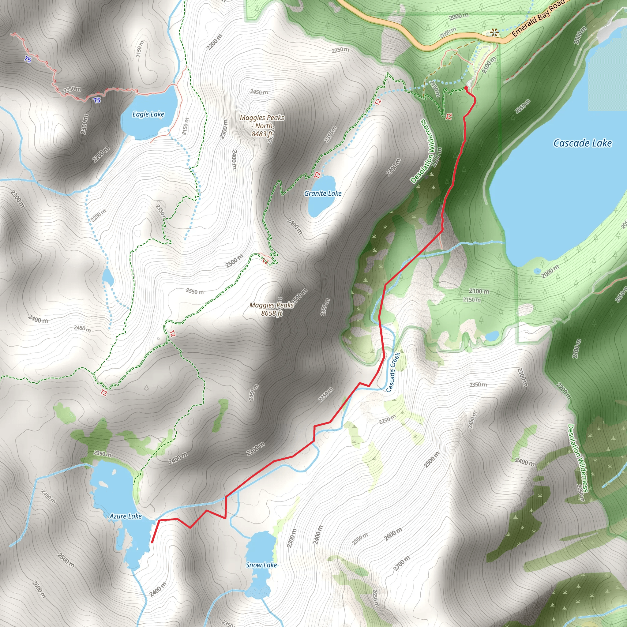 Azure Lake via Cascade Creek mobile static map