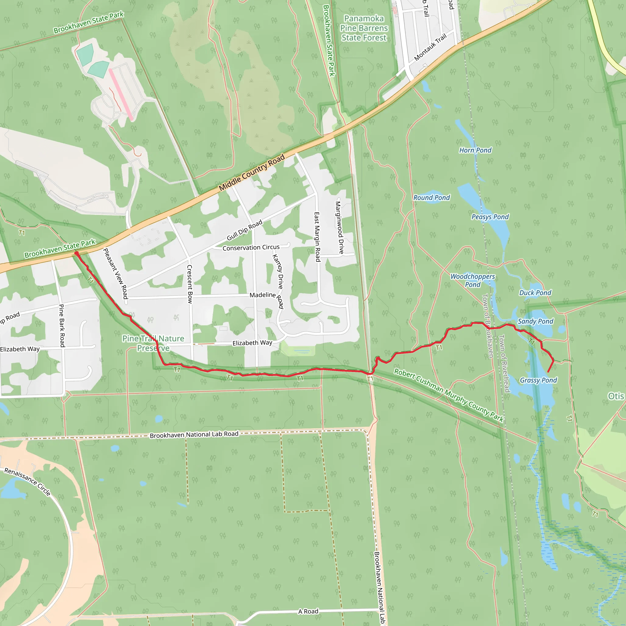 Grassy Pond Trail via Paumanok Path mobile static map