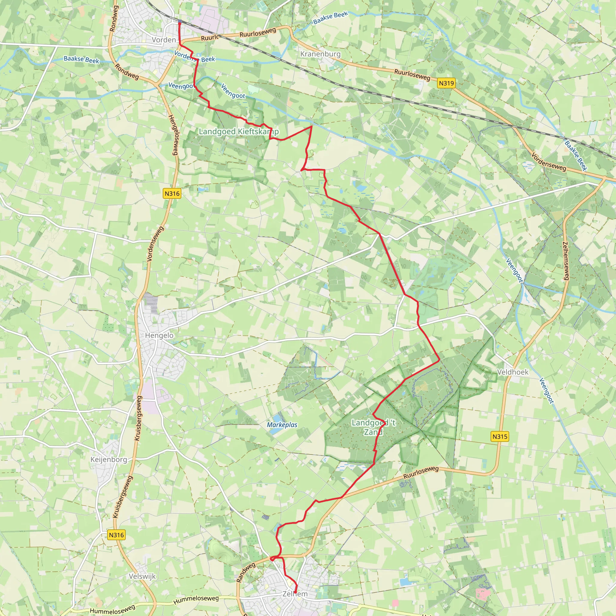 Zelhem to Vorden via Het Oude Schot and Kasteel Vorden mobile static map