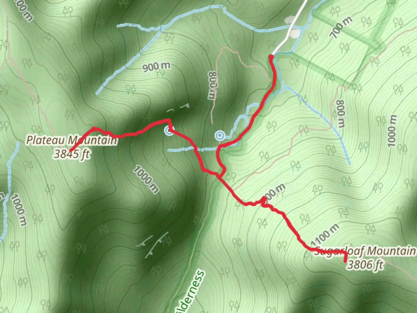 An image depicting the trail Plateau Mountain and Devil's Path Trail and its surrounding area.