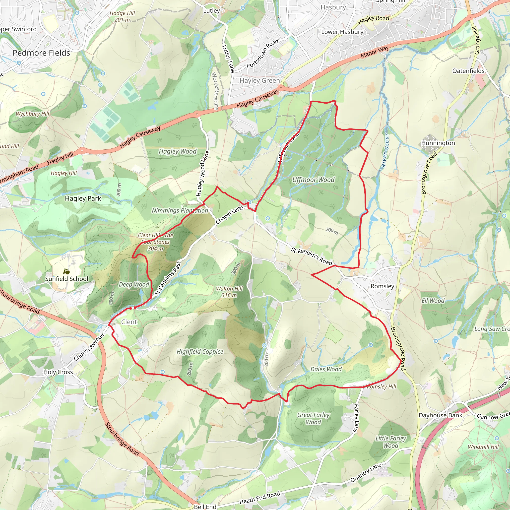 Dales Wood and Uffmoor Wood Loop mobile static map