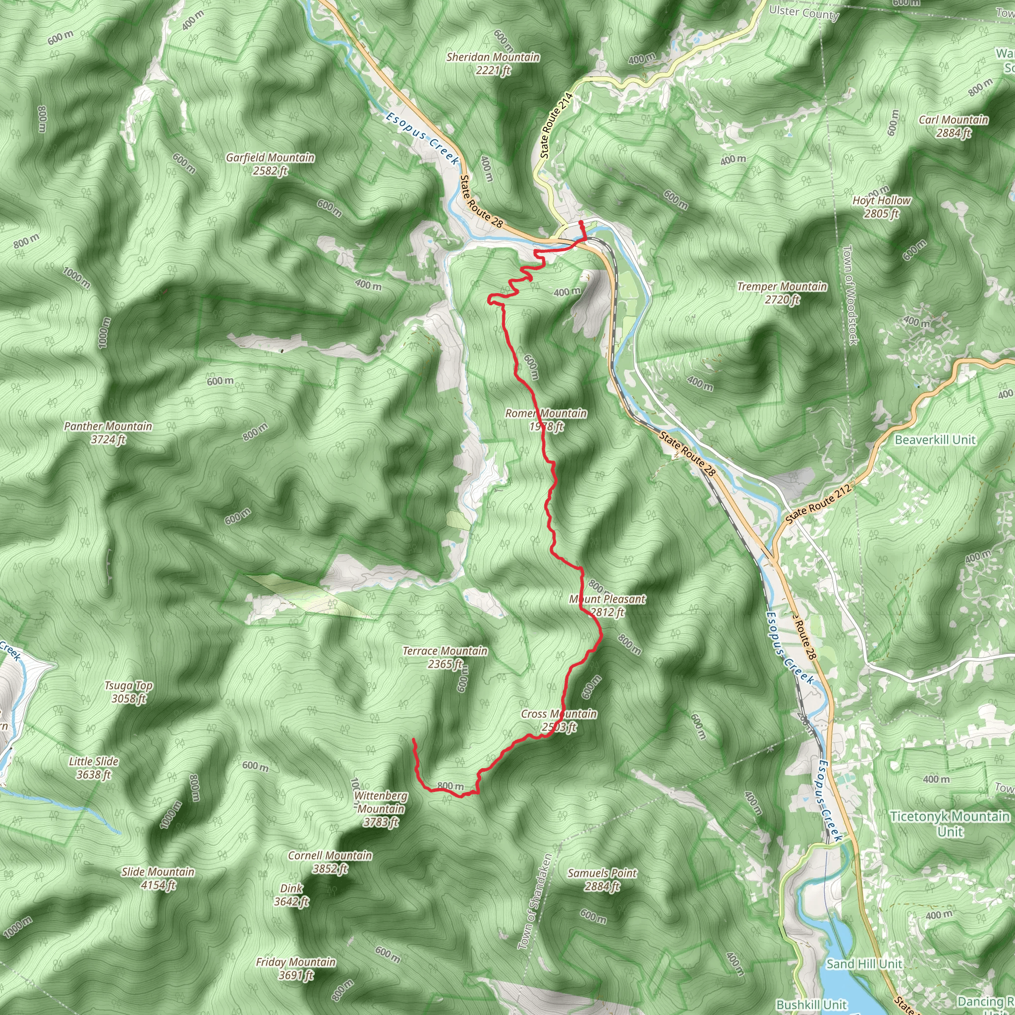 Cross Mountain from Phoenicia Trail mobile static map