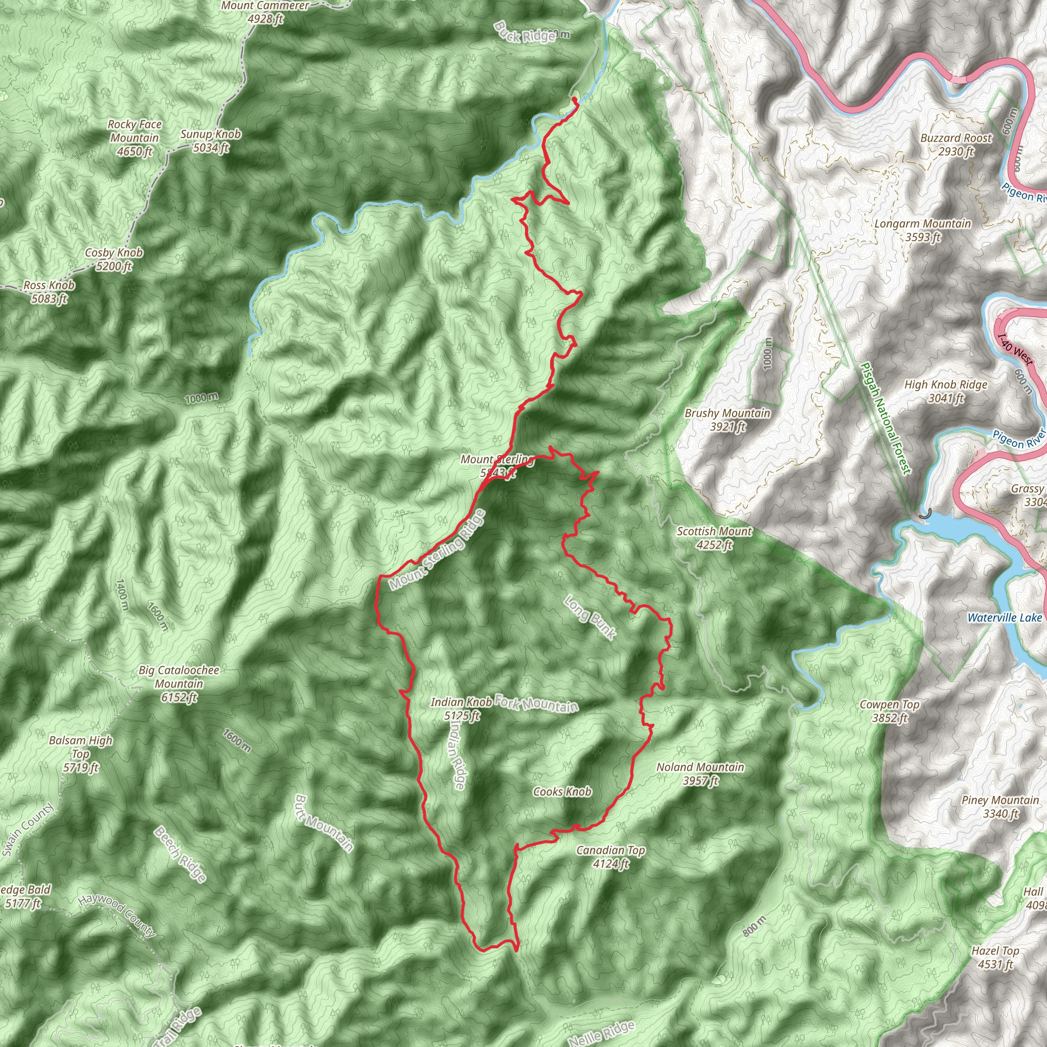 Long Bunk - Little Cataloochee - Pretty Hollow Gap - Mount Sterling Loop Trail mobile static map