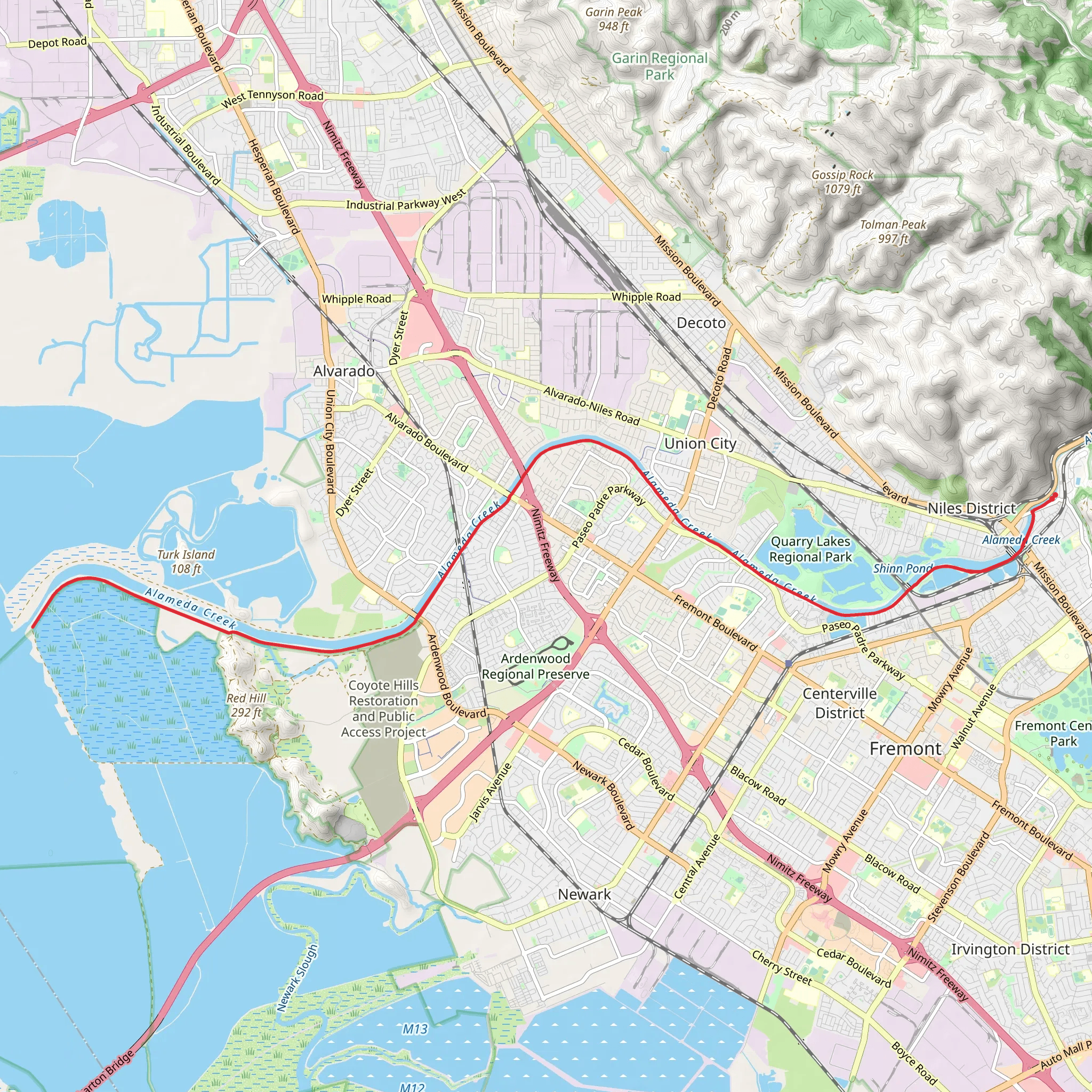 Alameda Creek Trail from Niles District mobile static map