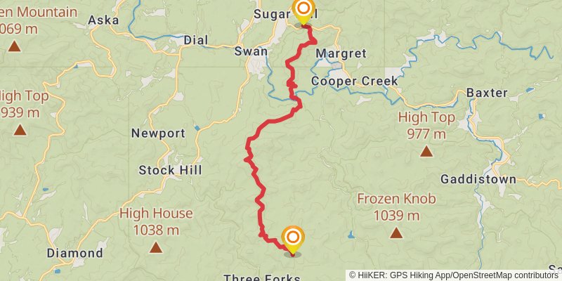 Southeastern Serpentine Trail stage 57 Map