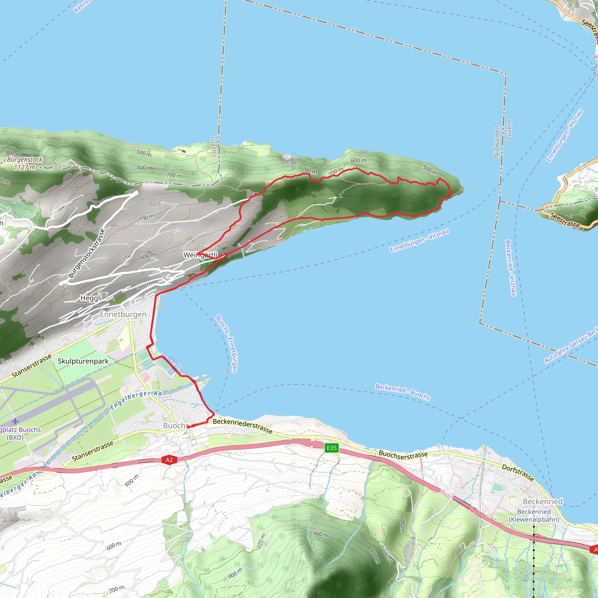 The Nose Trail - Buochs mobile static map