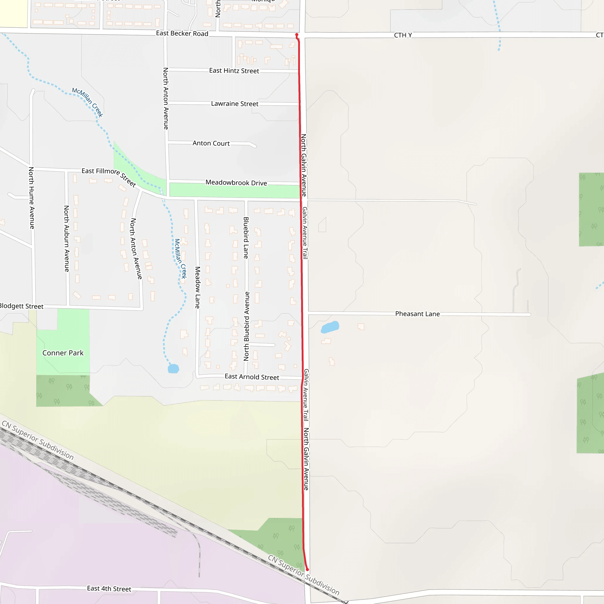 Galvin Avenue Trail mobile static map