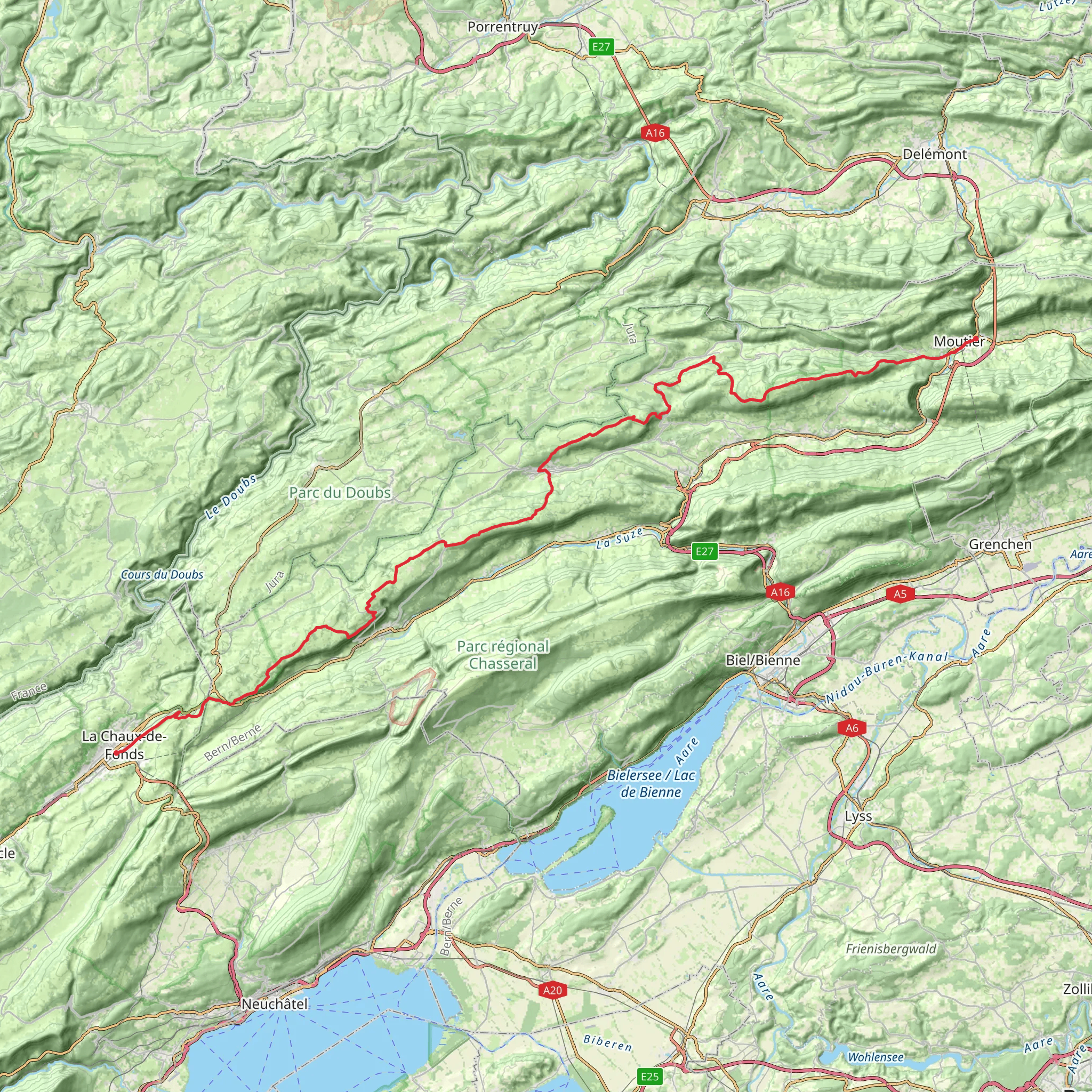 Chemin du Jura bernois mobile static map