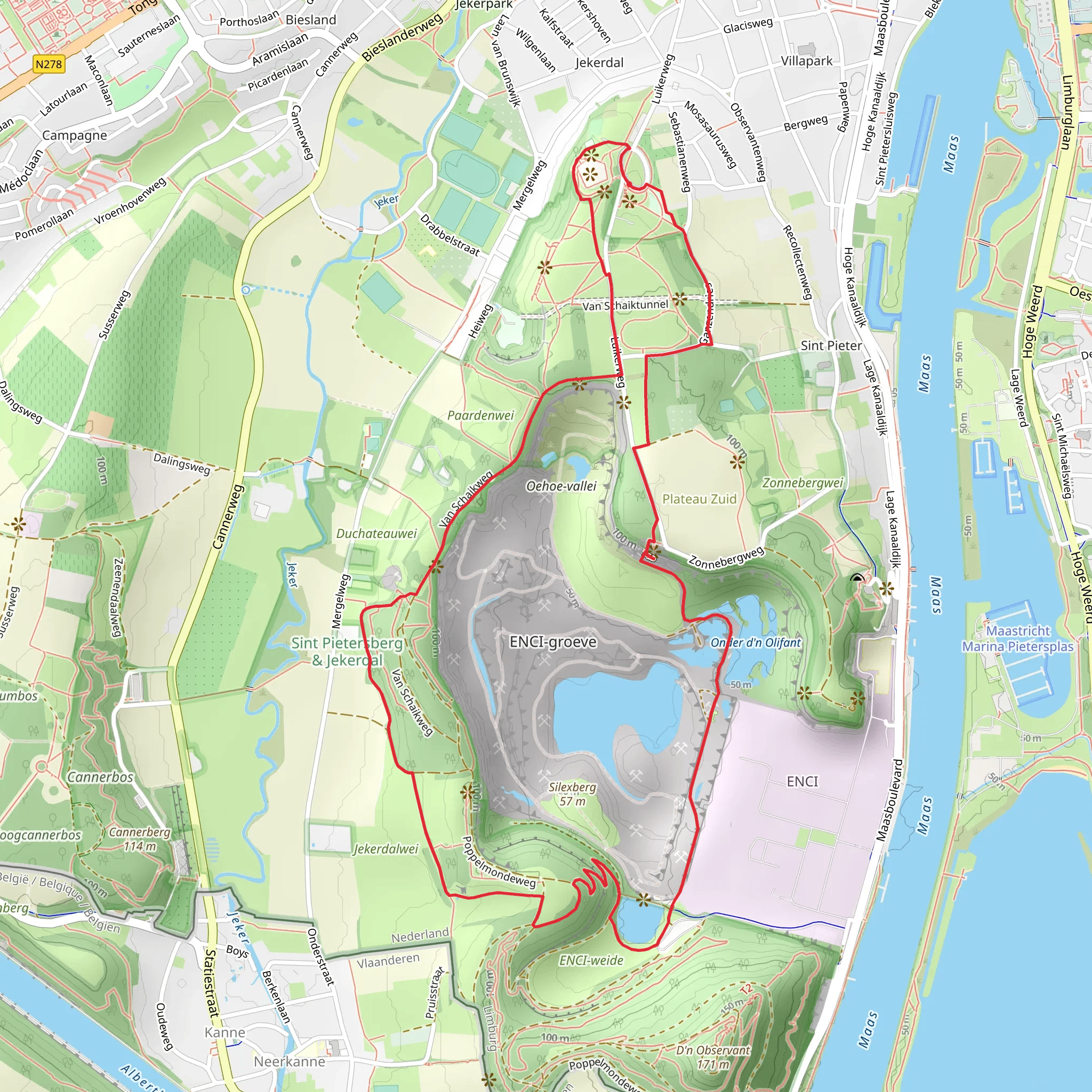 Sint Pieter, Encibos and Zonnenberg Loop mobile static map