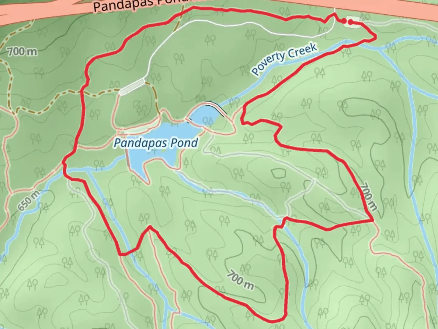 An image depicting the trail Horse Nettle, Joe Pye and Poverty Creek Loop Trail and its surrounding area.