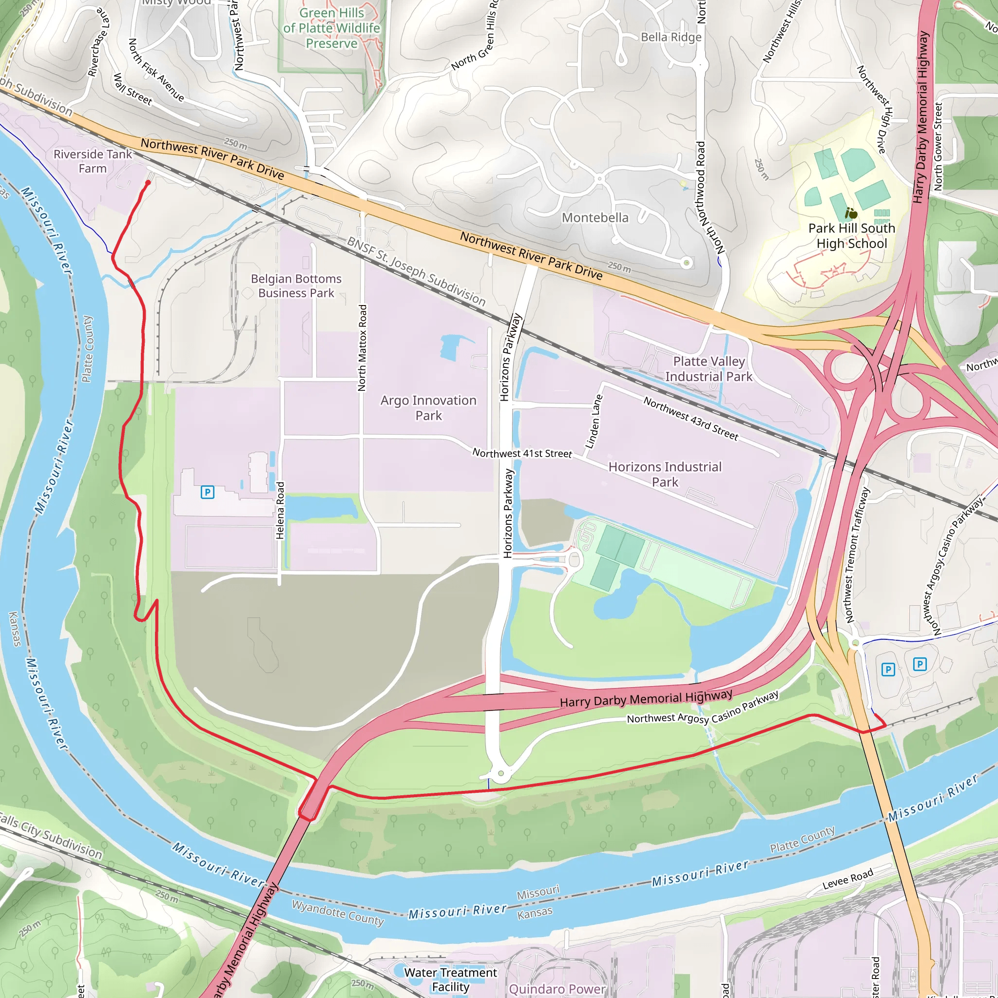 Missouri Riverfront Trail mobile static map