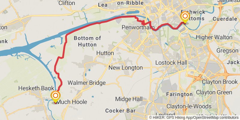 Upholland to Sawley Abbey Walk stage 3 Map