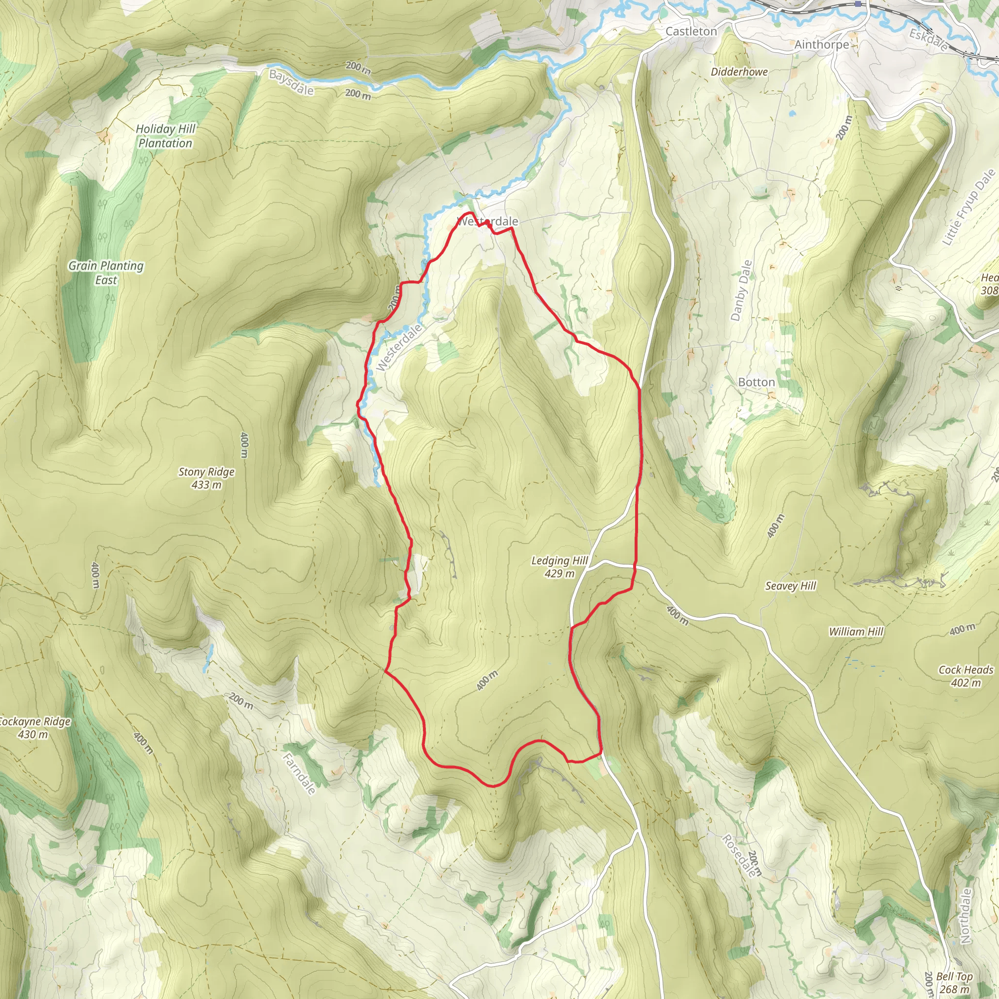 Esklets and Rosedale Head from Westerdale mobile static map