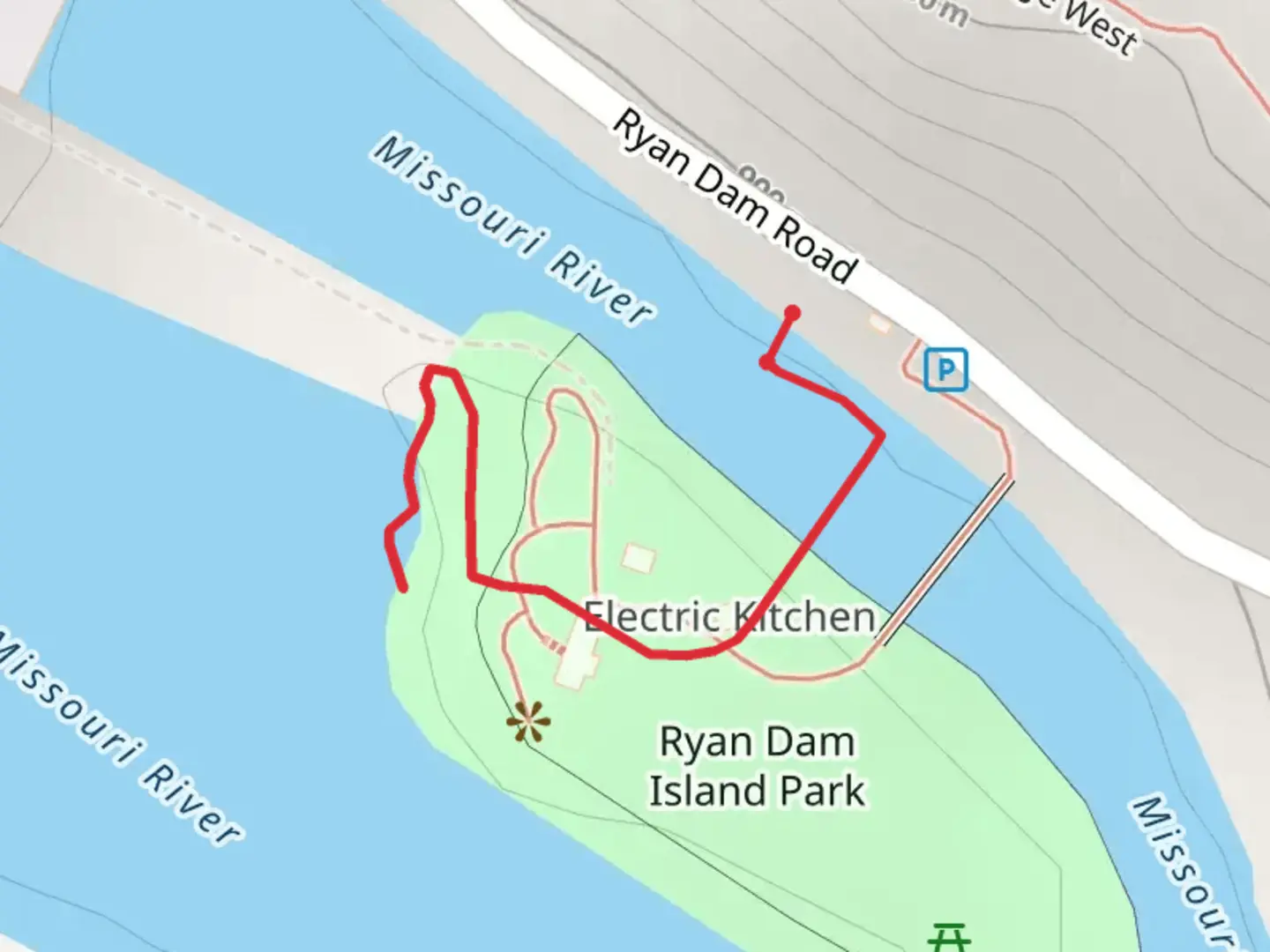 An image depicting the trail Ryan Dam Road and its surrounding area.