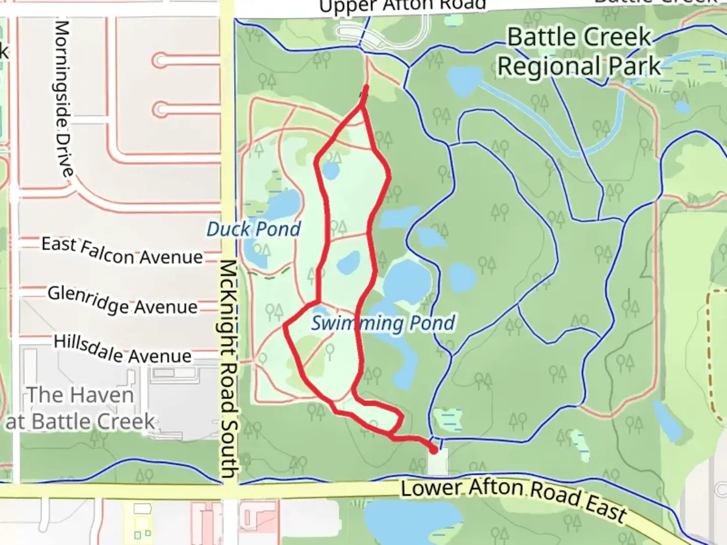 An image depicting the trail Lower Afton Gate Loop and its surrounding area.