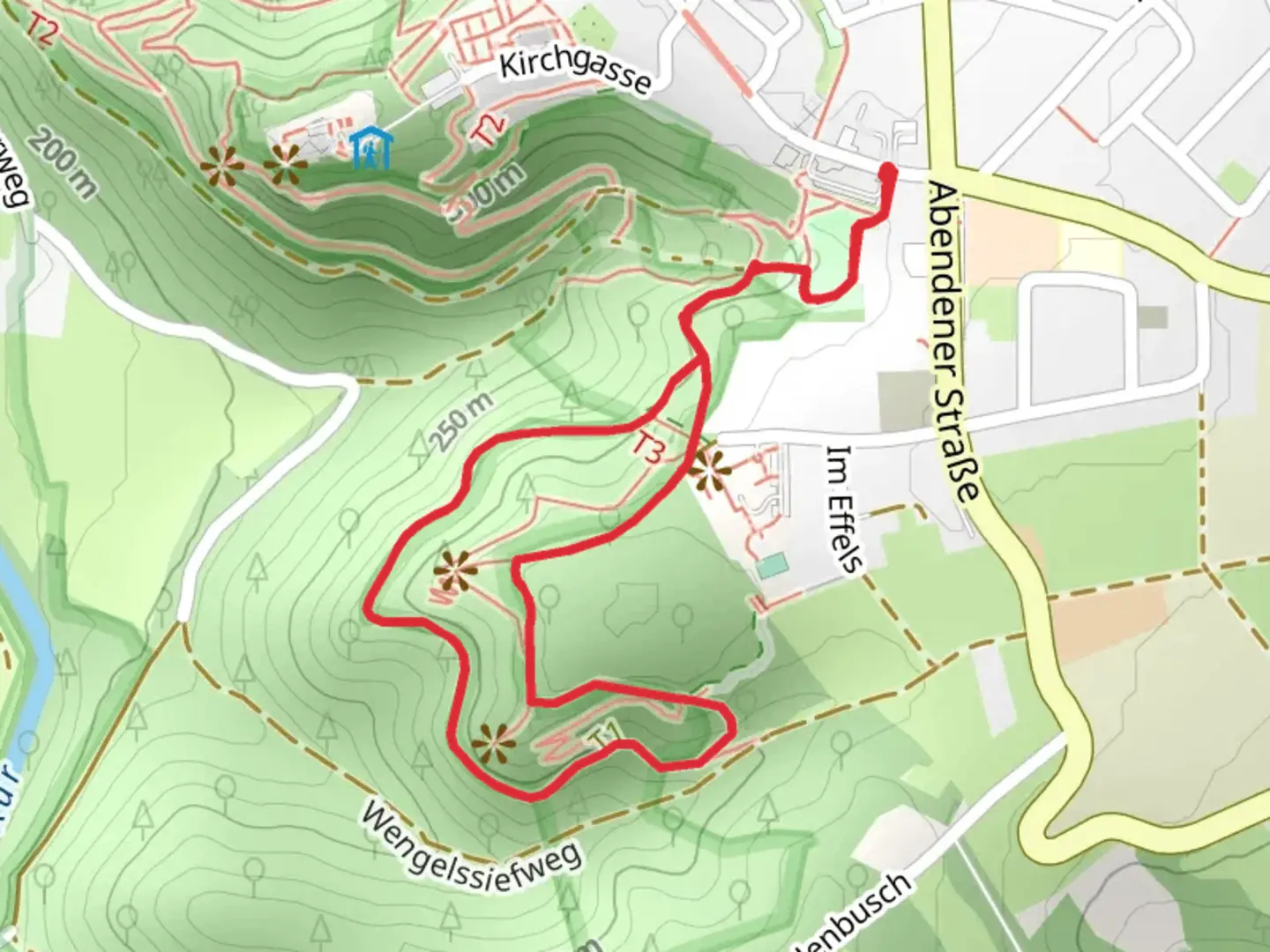 An image depicting the trail Felsenweg and Hasenacker Loop and its surrounding area.