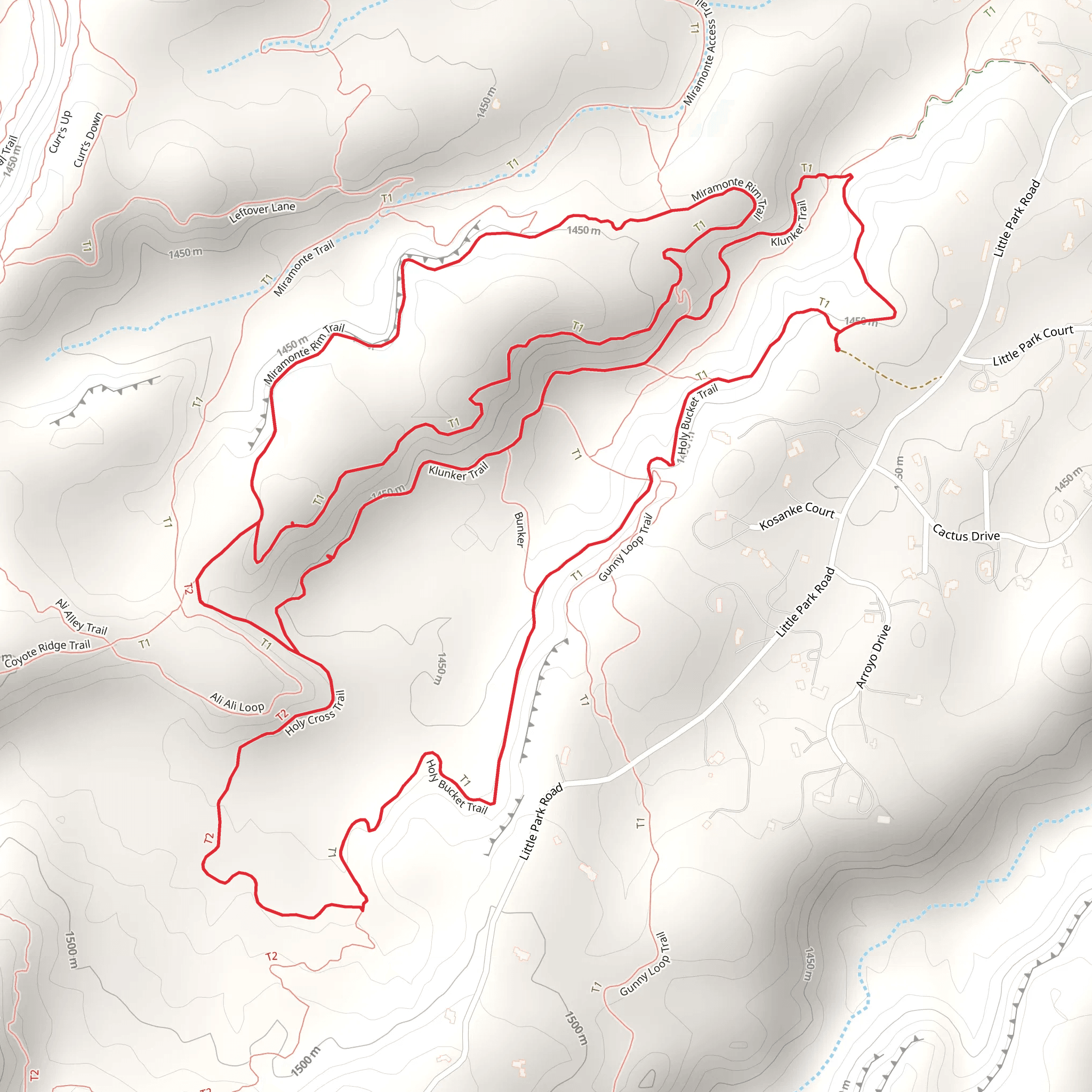 Holy Bucket and Miramonte Loop Trail mobile static map